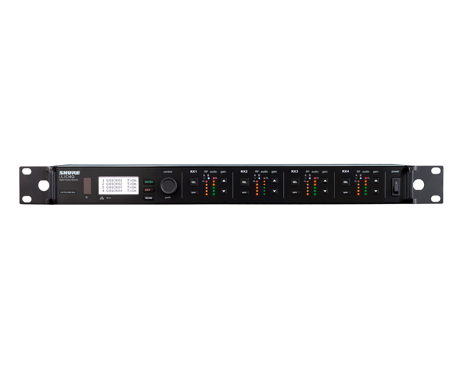 SHUULXD4QUKK51 - Shure ULXD4Q Quad Digital Wireless Rackmount Dante Receiver 1U K51 CH38 Image 1