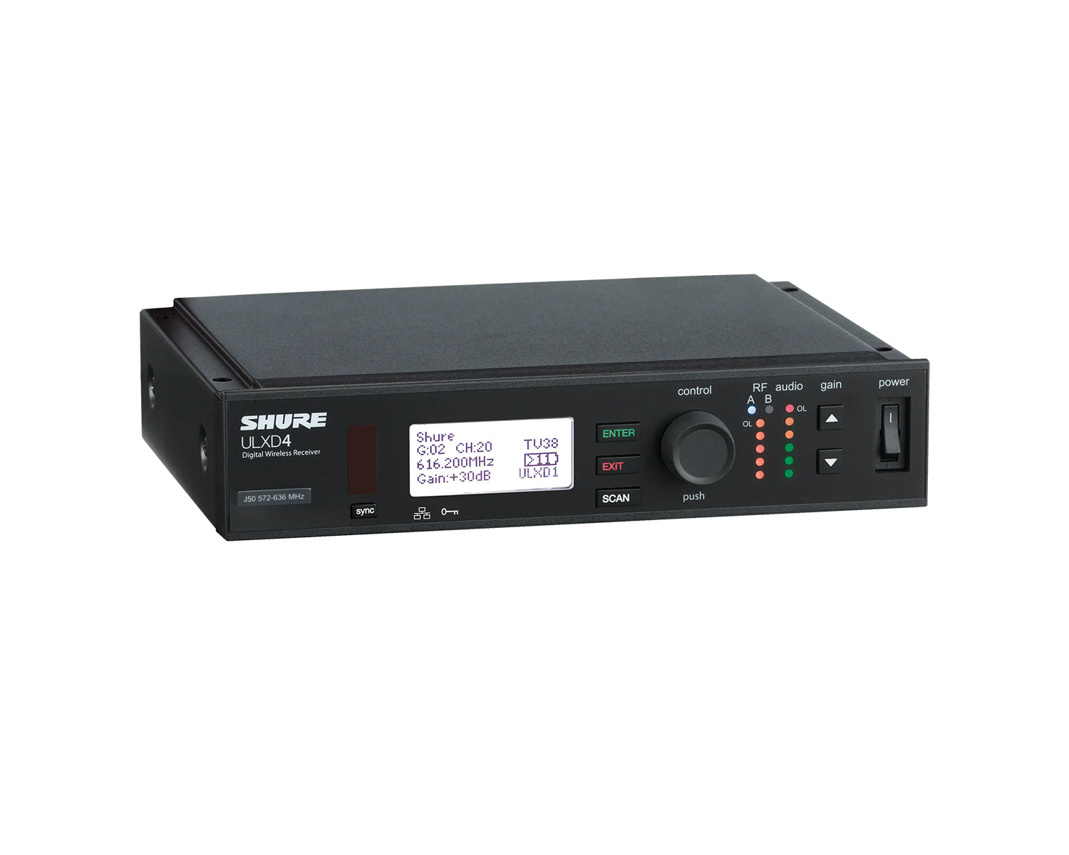 SHUULXD4UKK51 - Shure ULXD4 Single Digital Wireless Half Rack Receiver 1U K51 CH38 Image 2