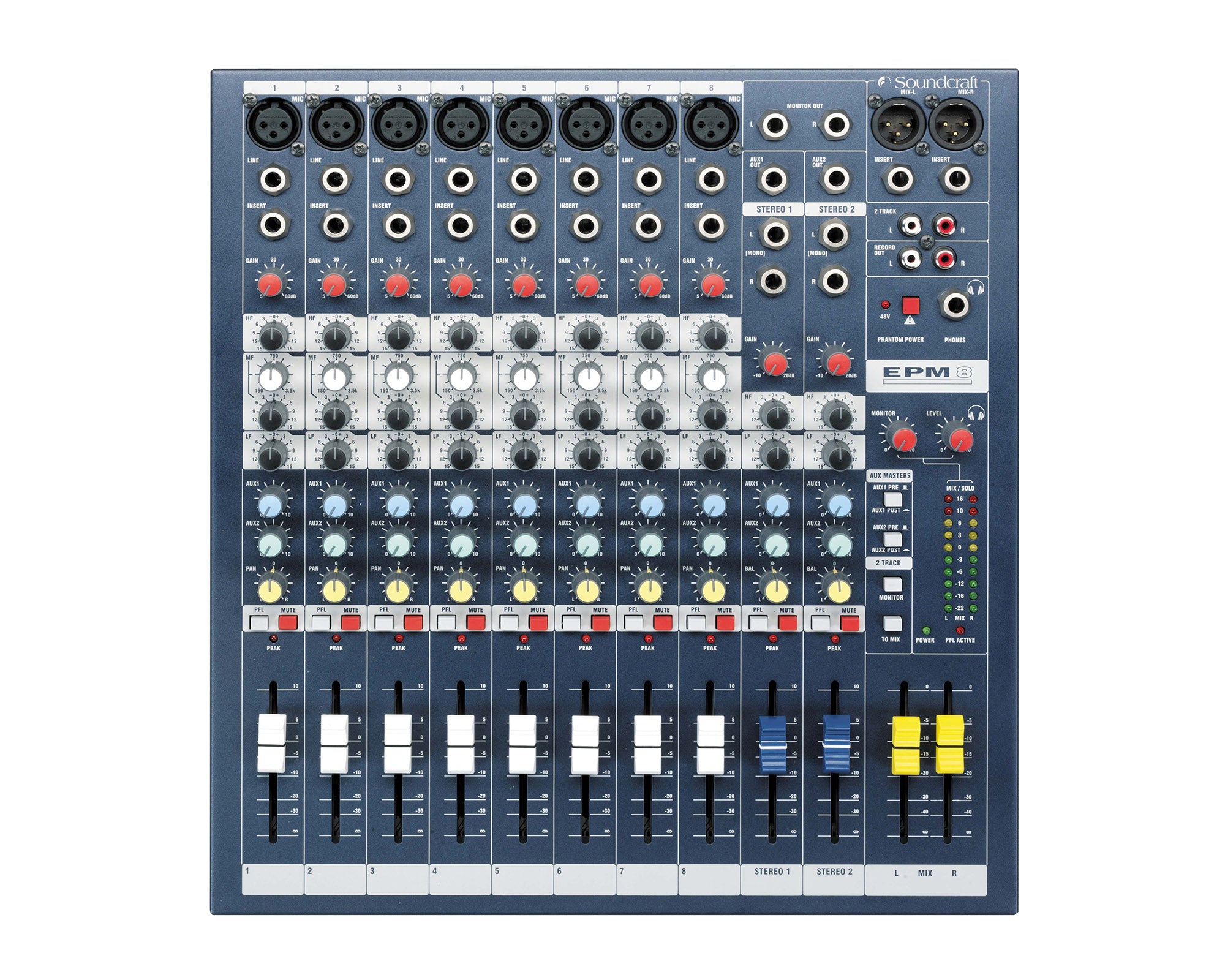 SOUEPM8 - Soundcraft EPM8 8:2 Multipurpose Mixer 8 Mic 2 Stereo i or p Exc Rack Kit Image 1