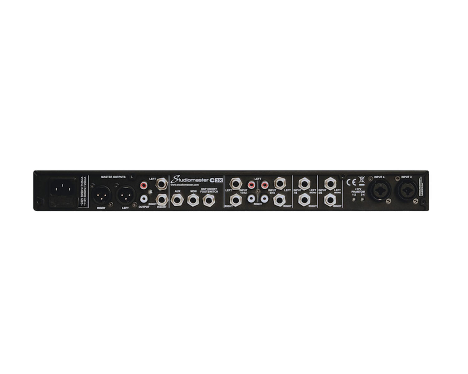 STUC3X - Studiomaster C3X Mixer 4 Mic 4 Stereo In 2 Aux Digi Effects Balanced In or Out 1U Image 3