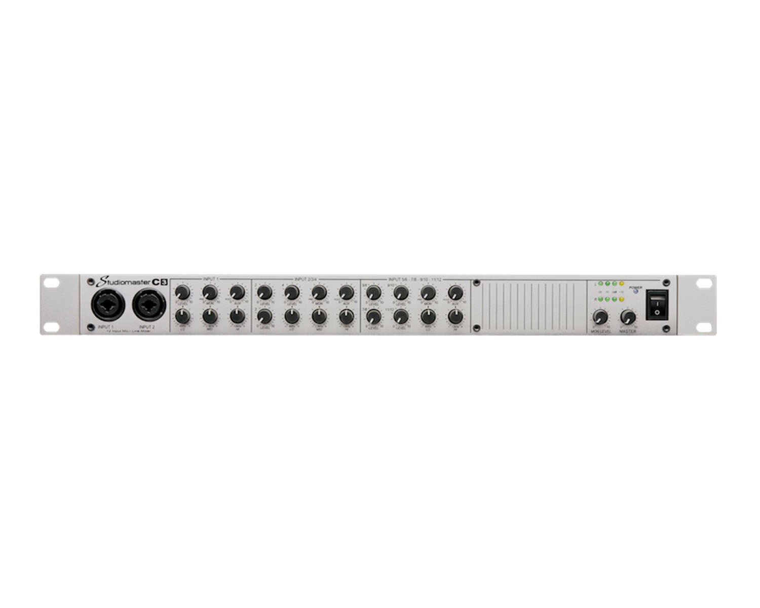 STUC3 - Studiomaster C3 Mixer with 4 Mic 4 Stereo In 2 Aux Sends Balanced In or Out 1U Image 2