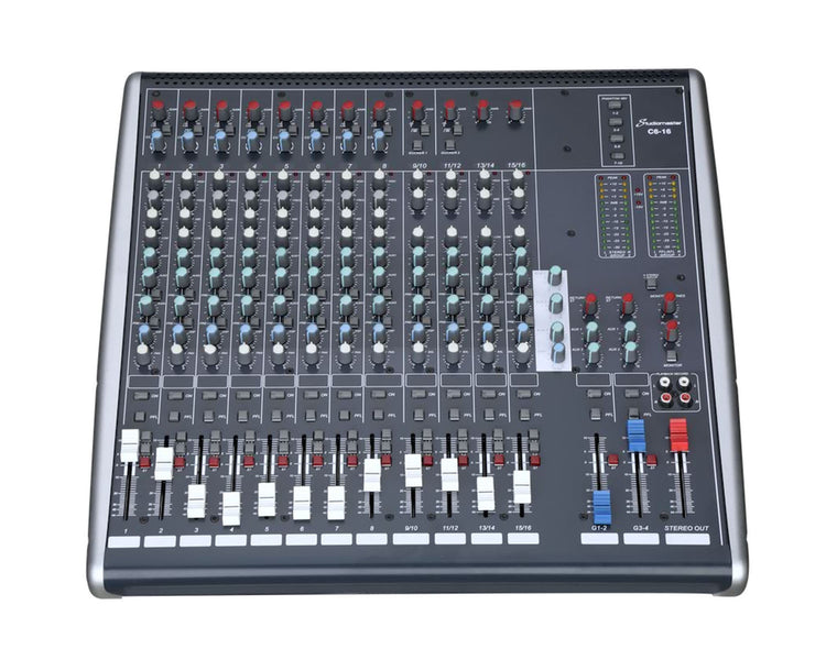 STUC616 - Studiomaster C6 16 16CH Compact Mixer 16 input or 10 Mic or 4 Stereo or 3bandEQ Image 1