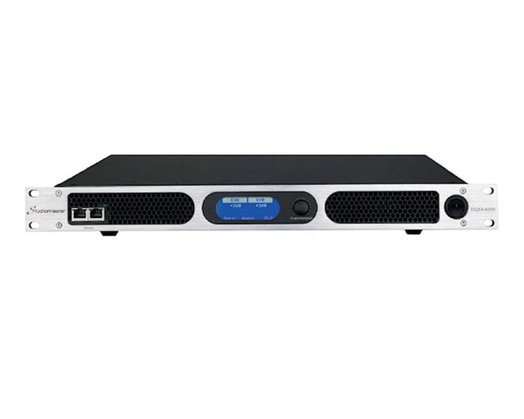 STUDQX48000 - Studiomaster DQX4 8000 Digital Power Amp with DSP 4 x 3400W @ 4ohm 1U Image 1