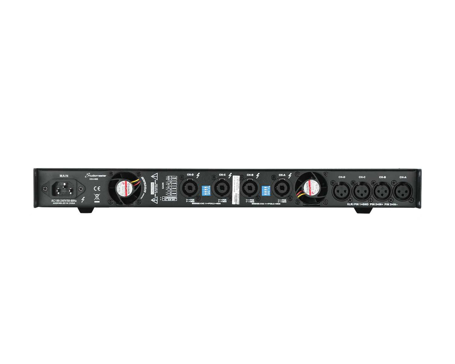 STUHX4600 - Studiomaster HX4 600 Digital Power Amplifier 4 x 225W @ 4ohm 1U Image 4