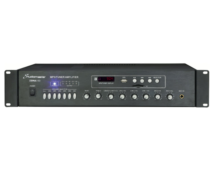 STUISMA150 - Studiomaster ISMA150 150W Mixer Amplifier and FM Tuner 4in or 6out 100V Image 1