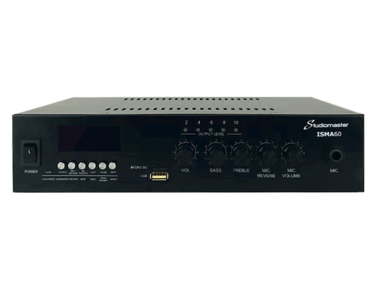 STUISMA60 - Studiomaster ISMA60 60W Mixer Amplifier and MP3 or USB or SD Playback 2in or 1out 100V Image 1