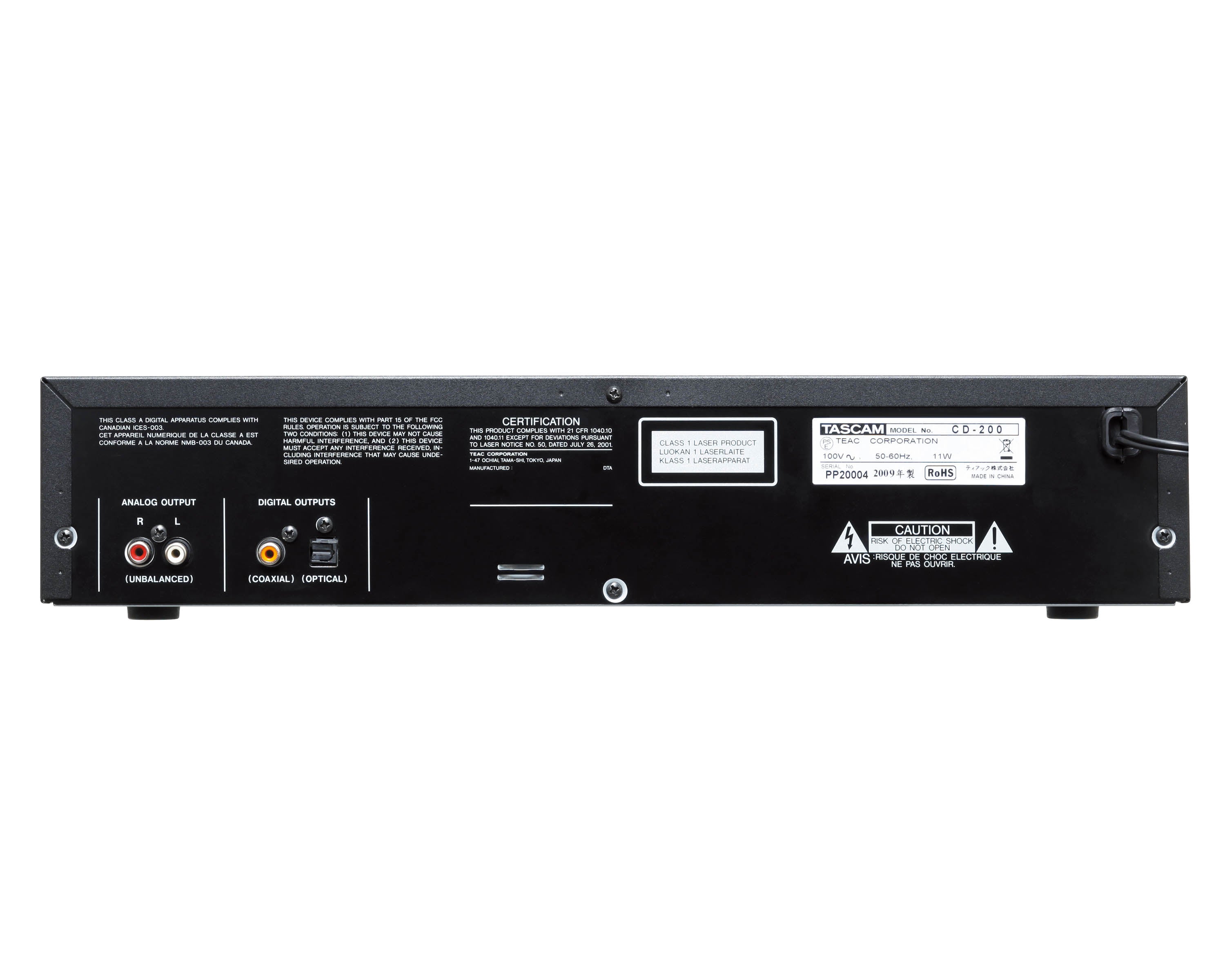 TASCD200 - TASCAM CD 200 CD Player CD or MP3 or WAV Playback with Pitch Control 2U Image 3