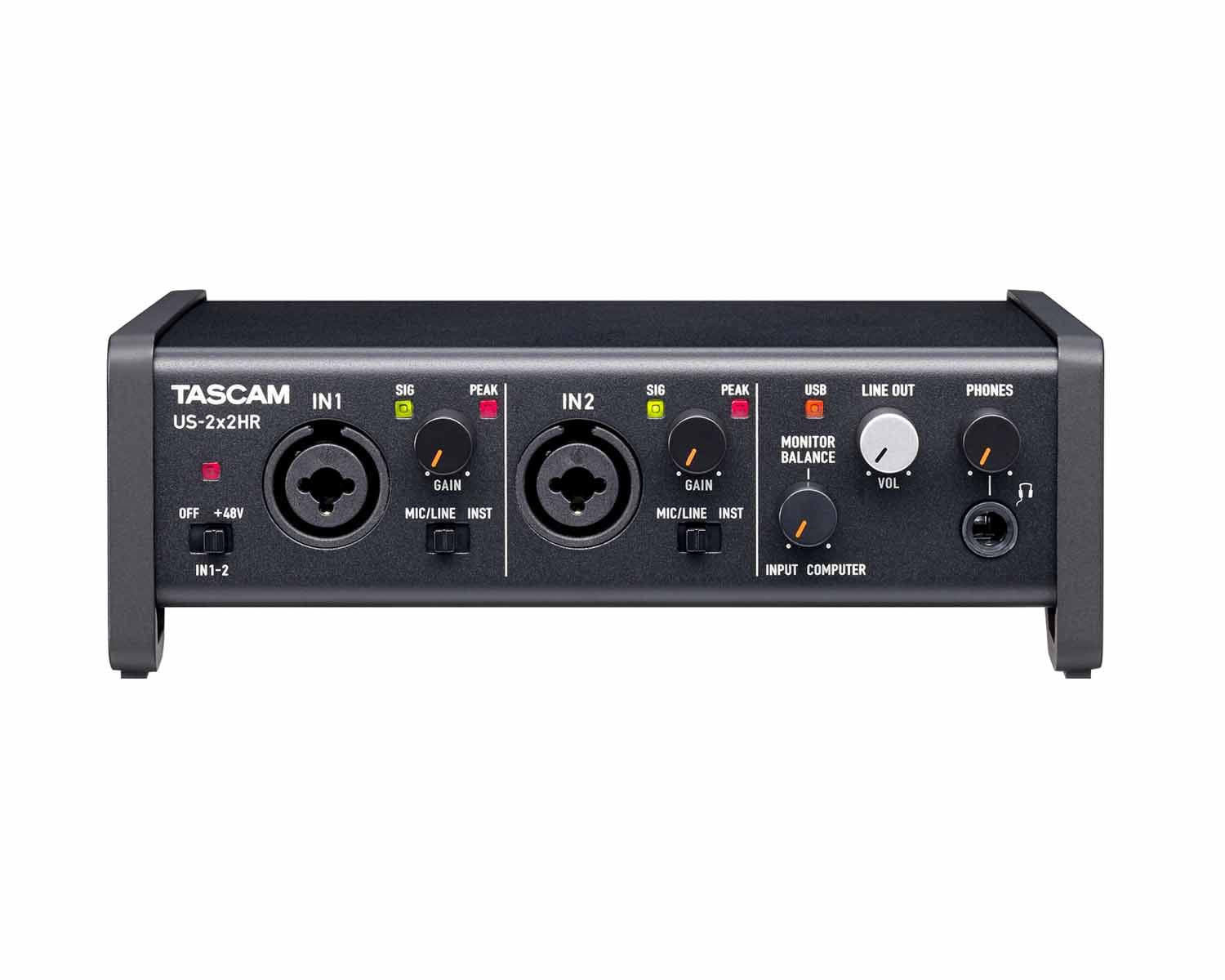 TASUS2X2HR - TASCAM US 2x2HR USB Audi MIDI Interface 2xMic Line or 2 Out Image 2