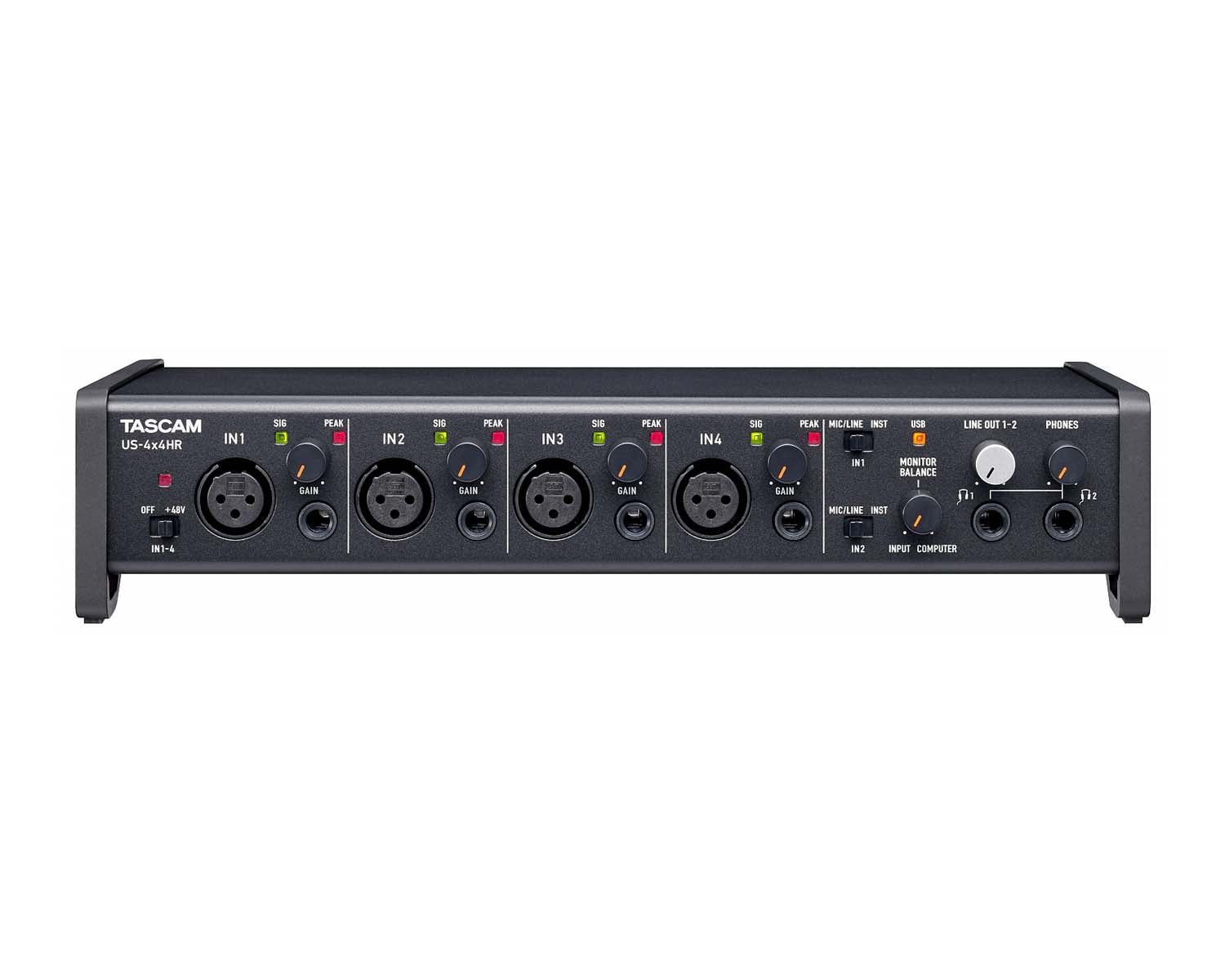 TASUS4X4HR - TASCAM US 4x4HR USB Audio MIDI Interface 4xMic or 4xLine or 4 Out Image 2