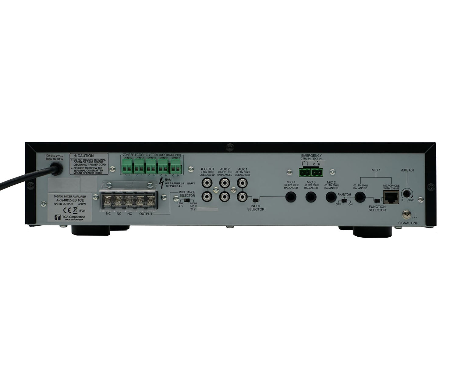 TOAA3212DZ - TOA A 3212DZ 120W Digital Mixer Amplifier 5 Zone or 6 Inputs Image 2
