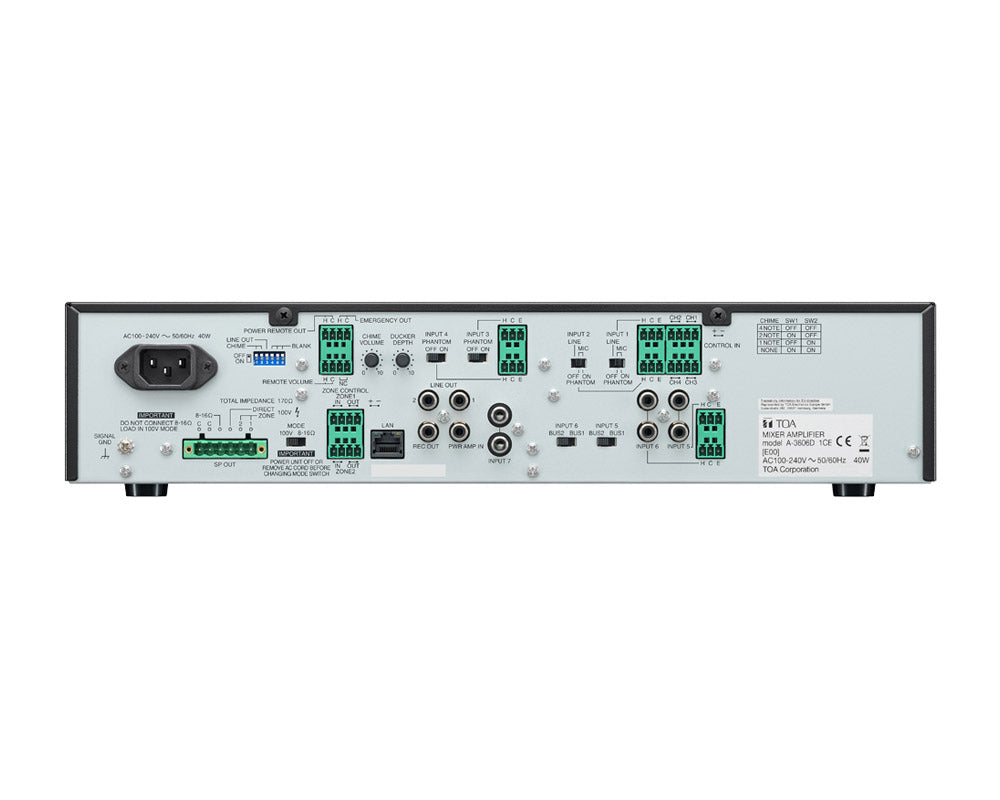 TOAA3606D - TOA A 3606D 60W Digital Mixer Amplifier 2 Zone or 7 Inputs Image 3