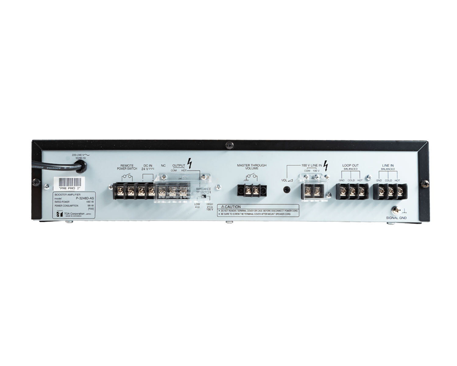 TOAP3248D - TOA P 3248D 100V Digital Booster Amplifier 480W (A3200 Series) Image 2