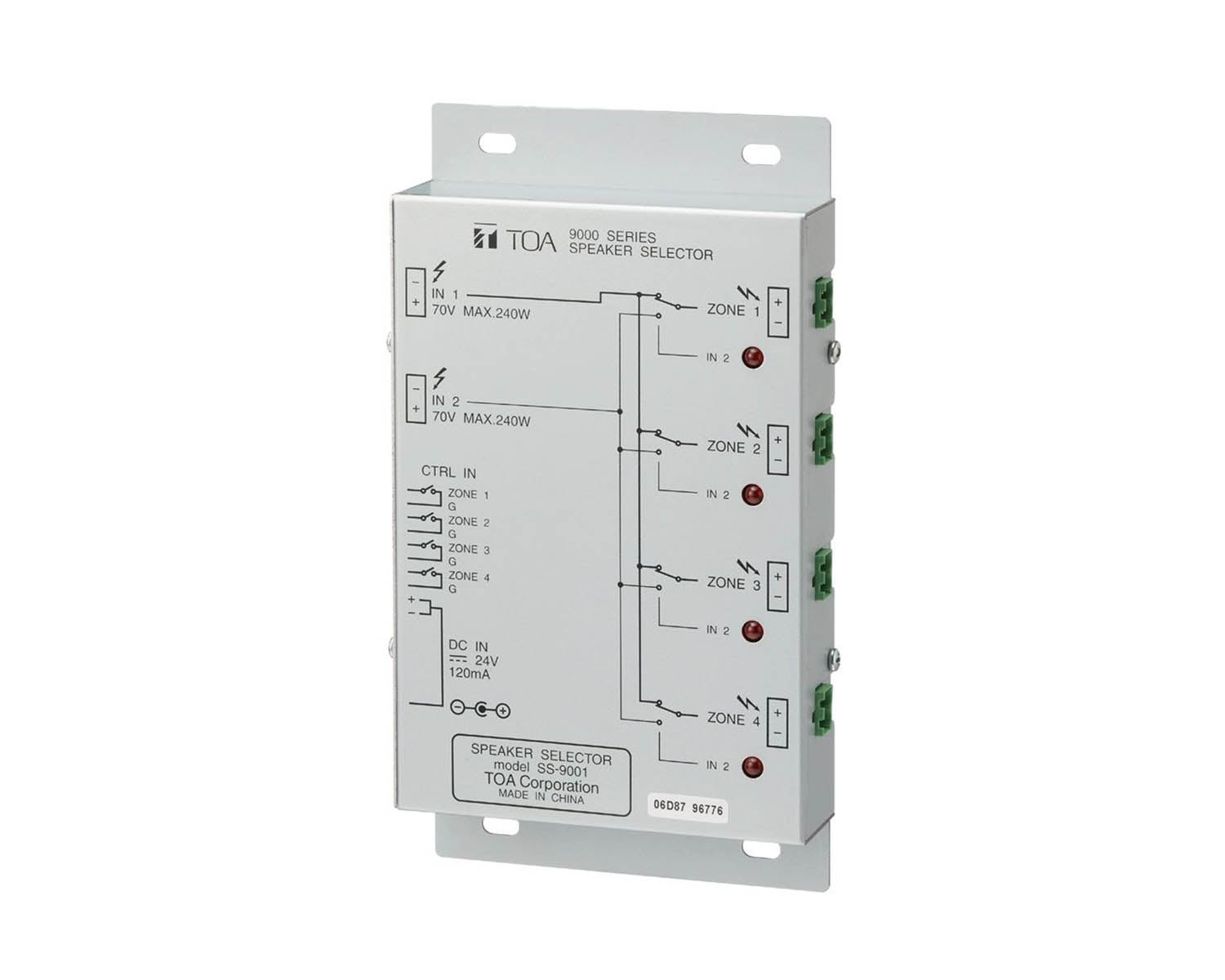 TOASS9001 - TOA SS9001 M9000 Series Speaker Selector for ZP001T Zone Pager Image 1