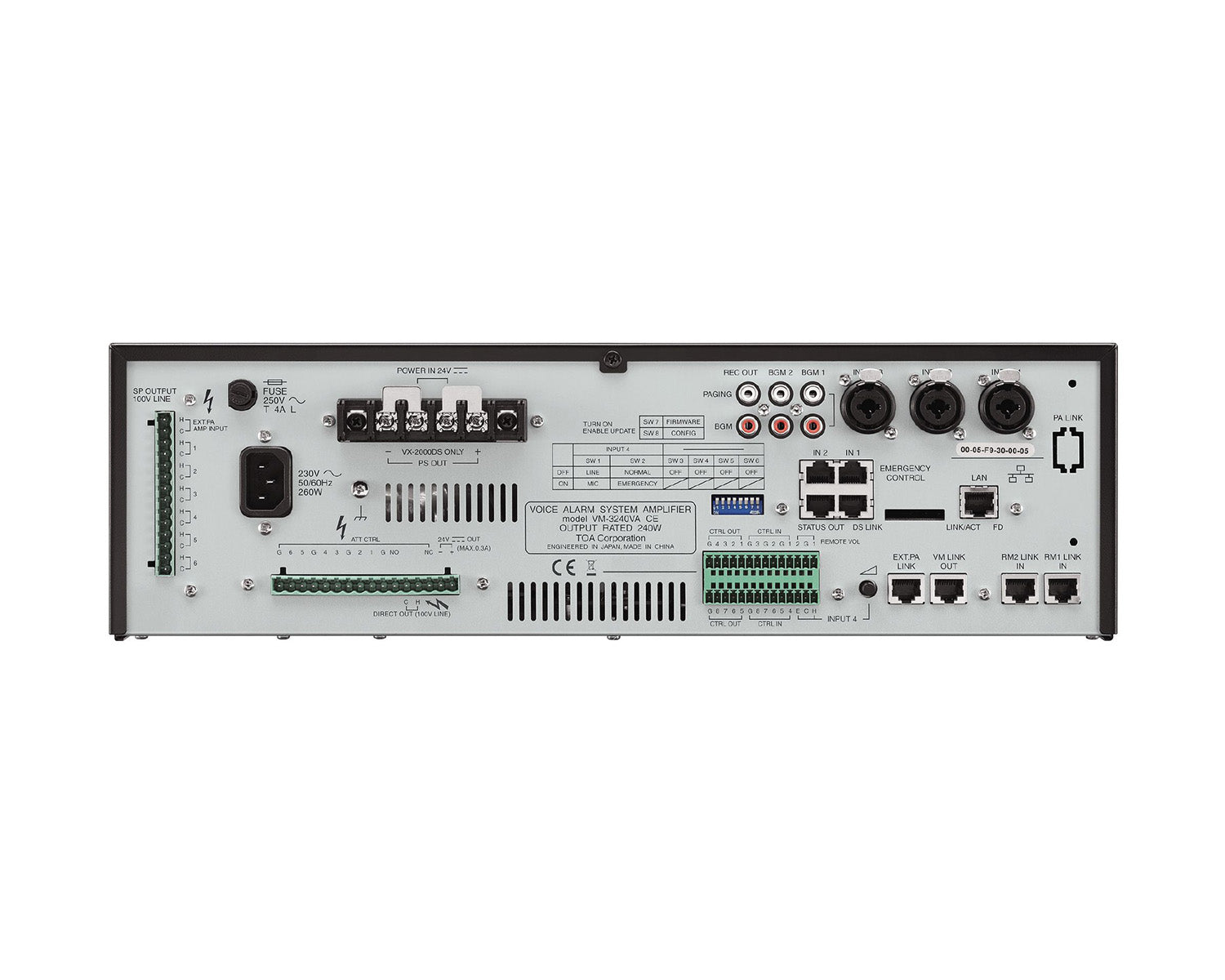 TOAVM3240VA - TOA VM3240VA VM3000 Series Voice Alarm System Amplifier 240W Image 3