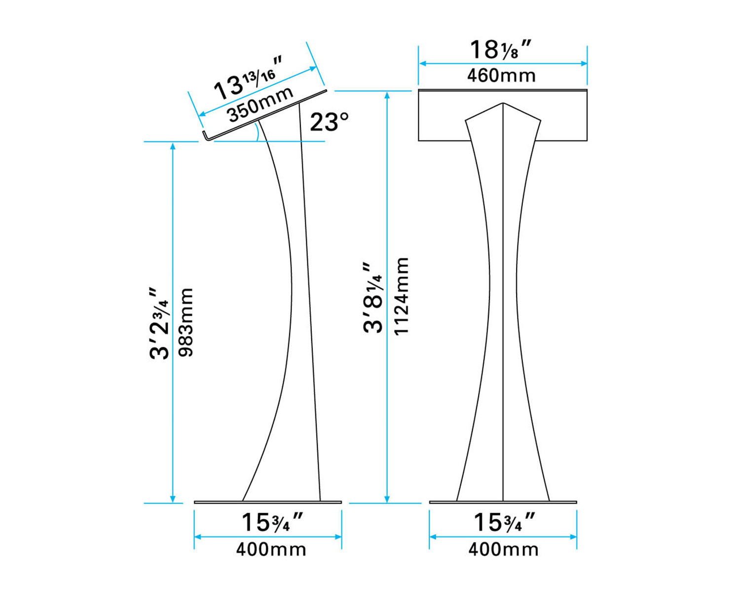 TRI200BLL - Trilite by OPTI 200 Series Blade Folded Metal Lectern in Black Powder Coat Image 2