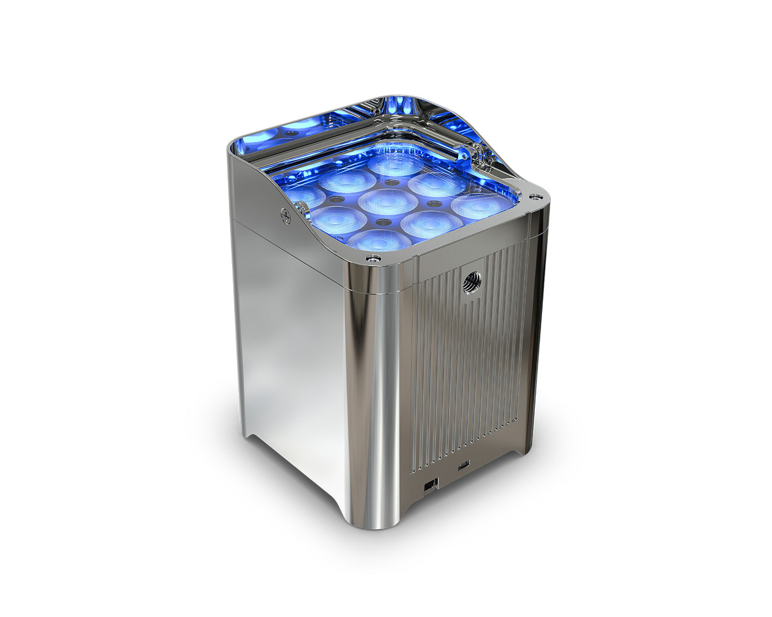 WELL FIT X X6 LED Uplighter 6x in Charging Flightcase Chrome IP65