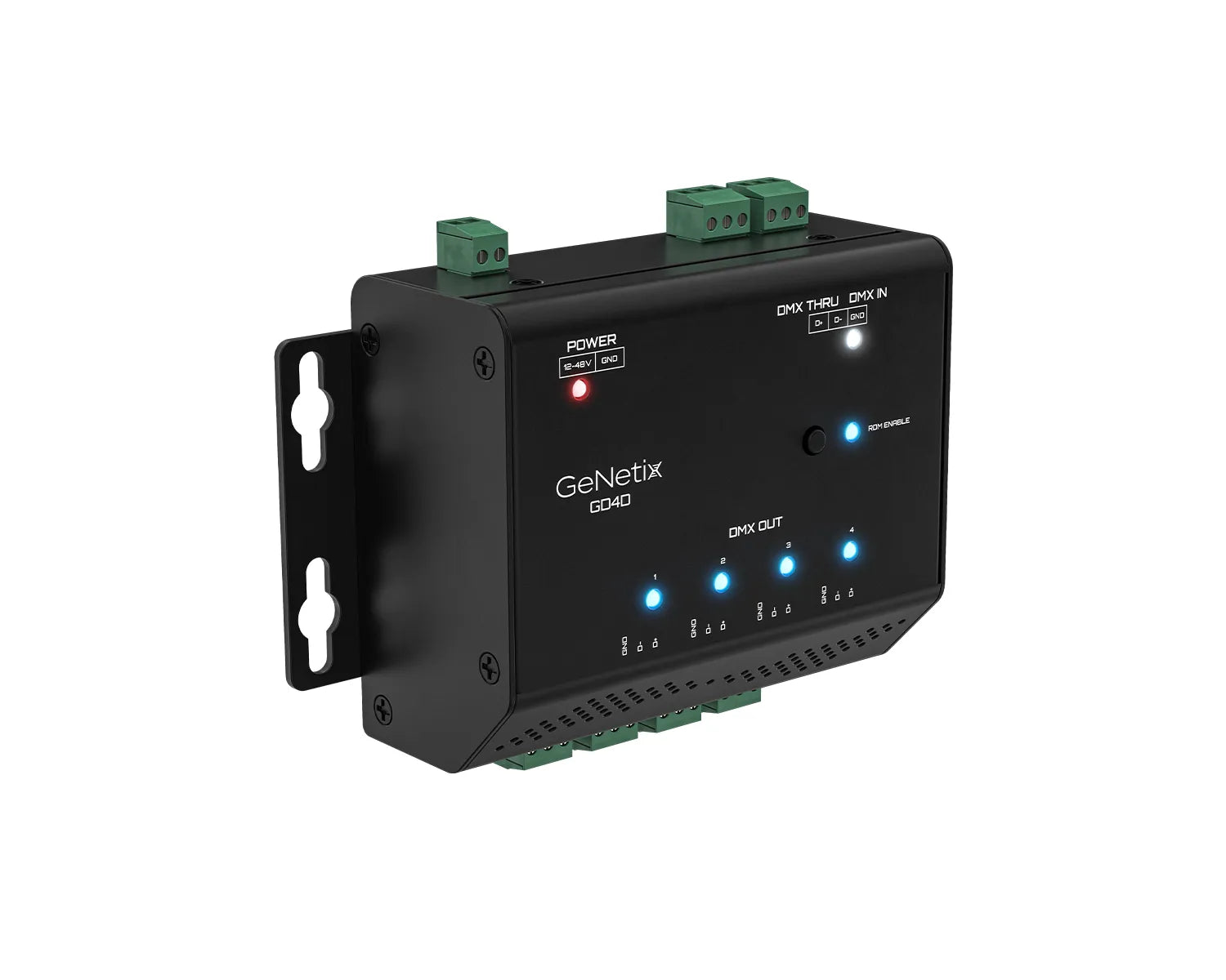 GeNetix GD4D 4-Port Phoenix DMX Splitter DIN Rail Mount
