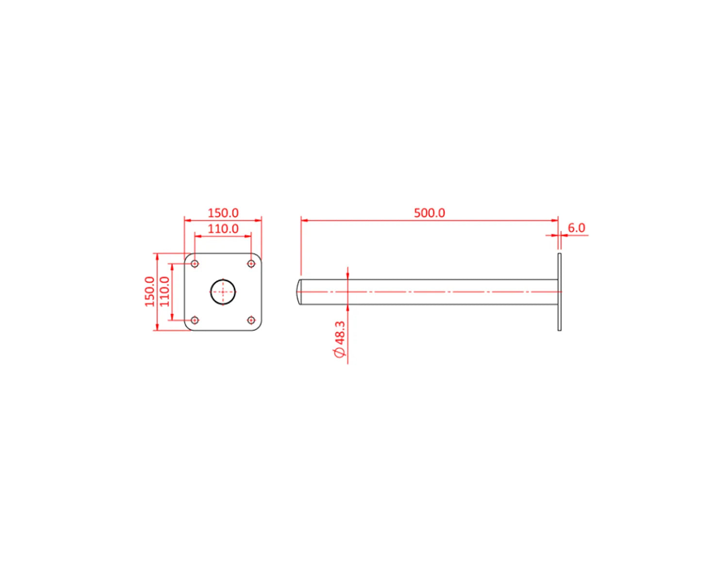 T57330 Wall Mounted Boom Arm WLL 25KG Silver