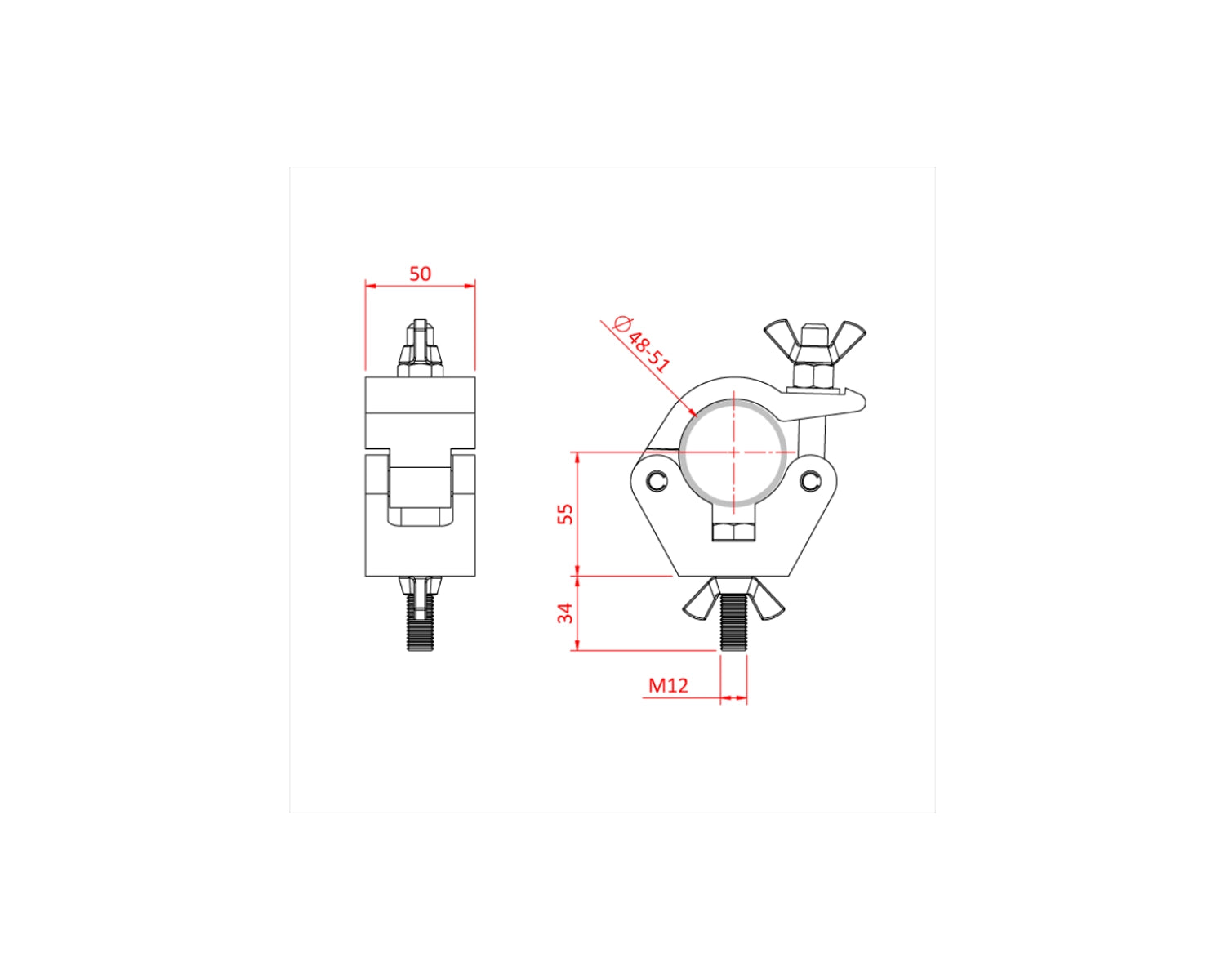 IP57201 All Weather Half Coupler 48-51mm WLL 750kg Black