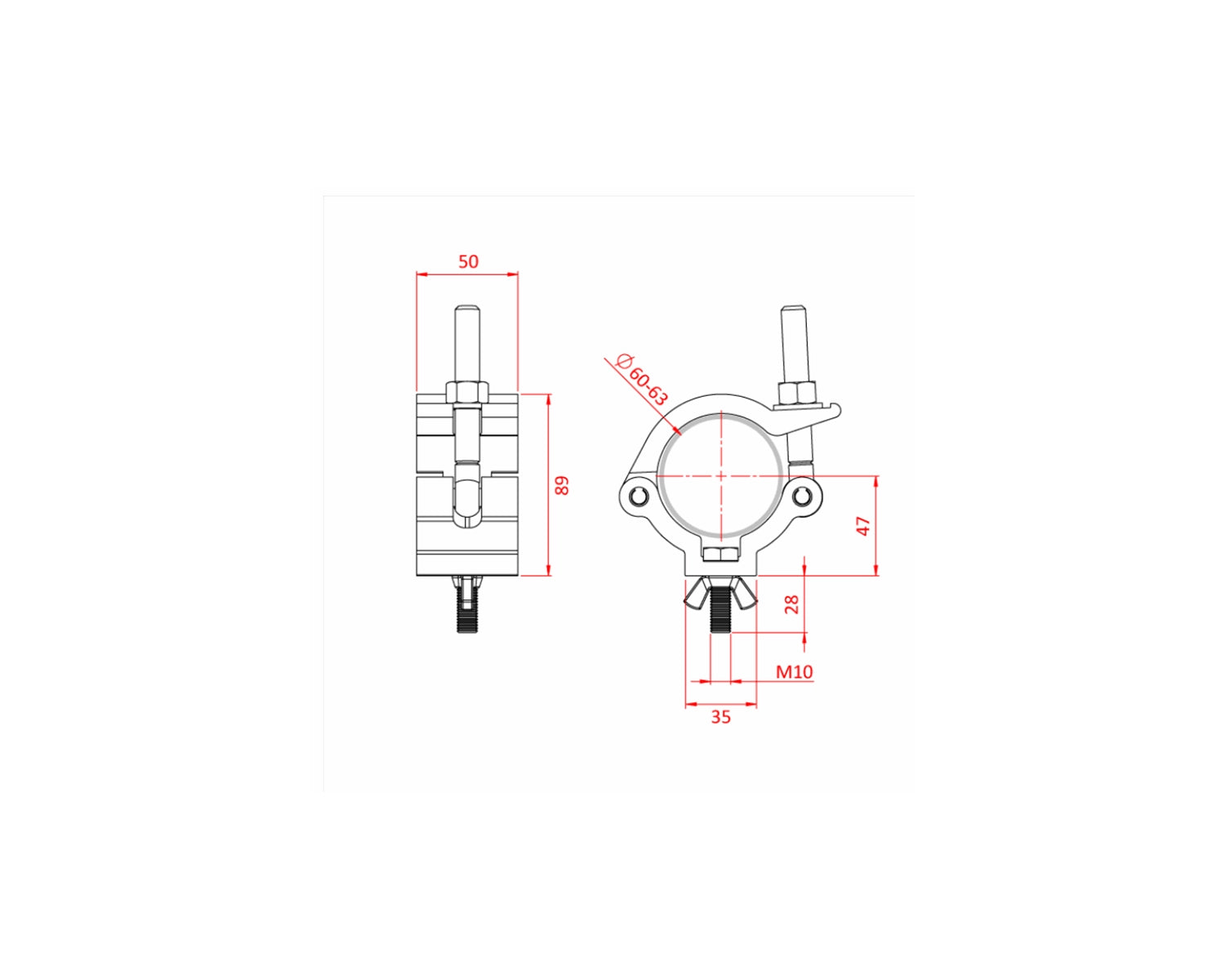 IP57411 All Weather Mammoth Half Coupler 60-63mm WLL 500kg Black