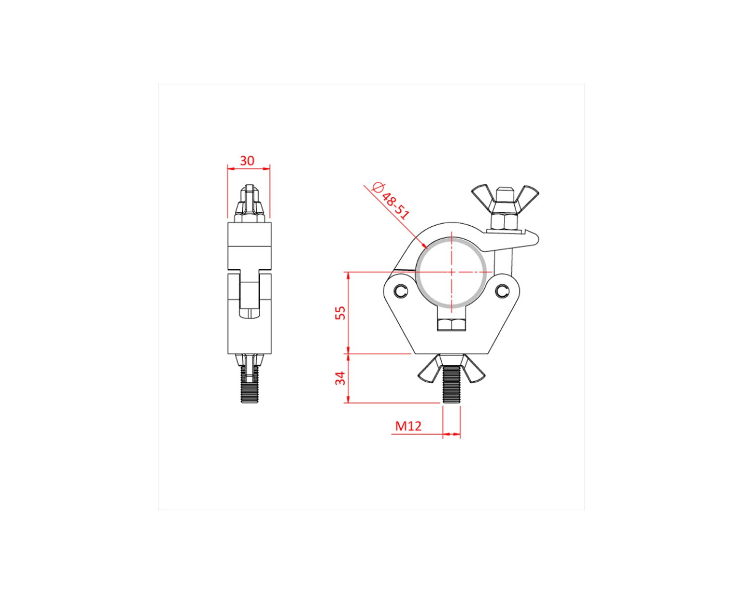 IP58010 All Weather Slimline Half Coupler 48-51mm WLL 750kg Slv