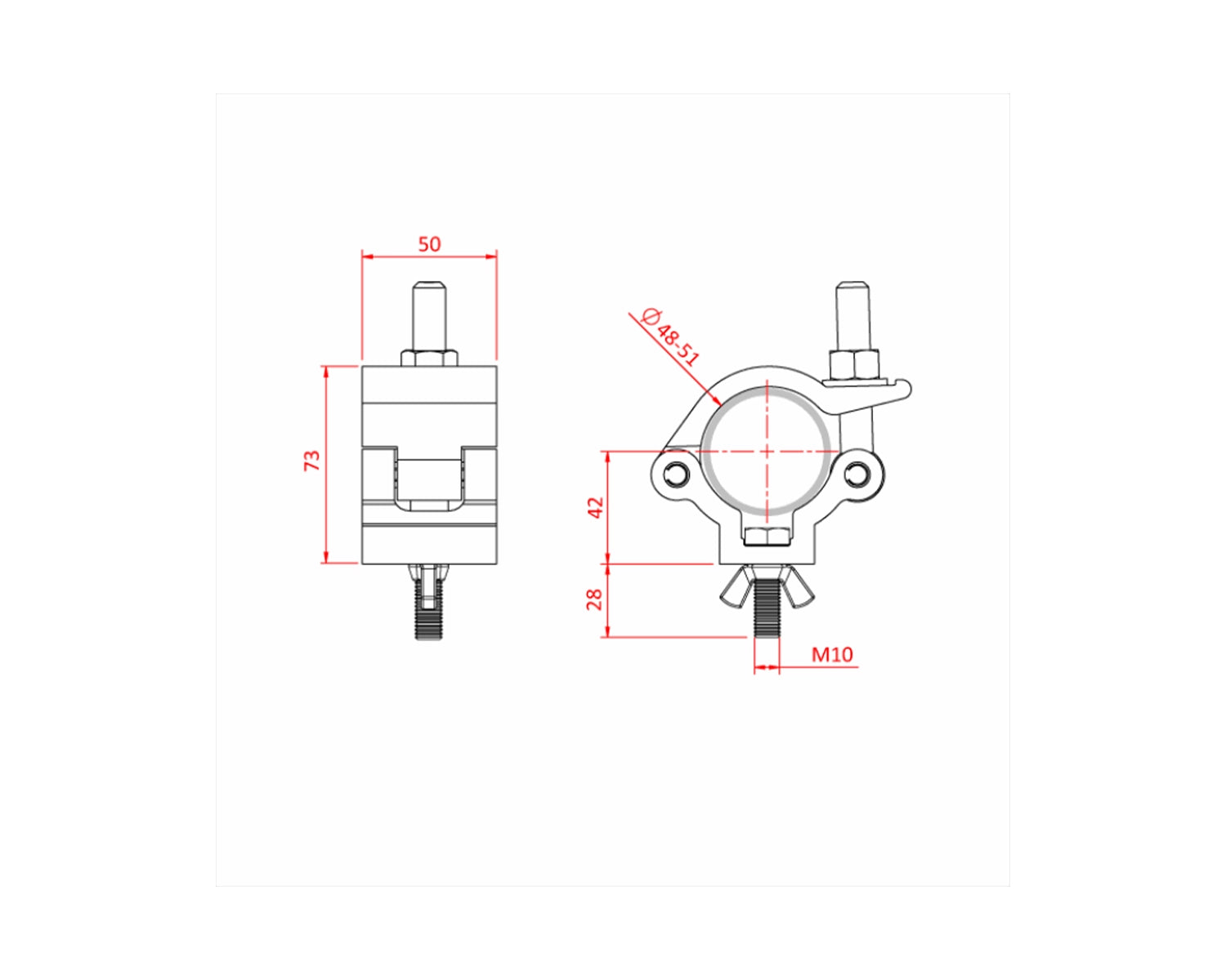 IP58300 All Weather Slimline Quick Trigger Clamp 38-51mm Black