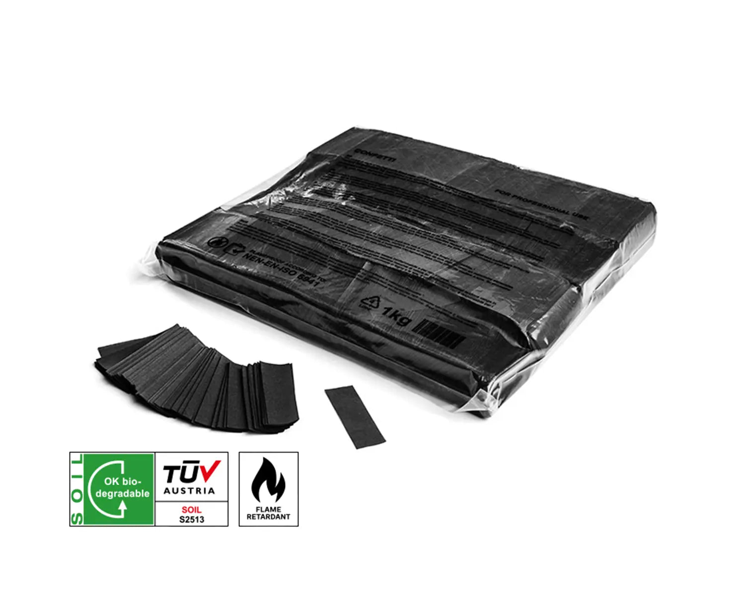 Slowfall Biodegradable Confetti Rectangles 55 x 17 mm Black