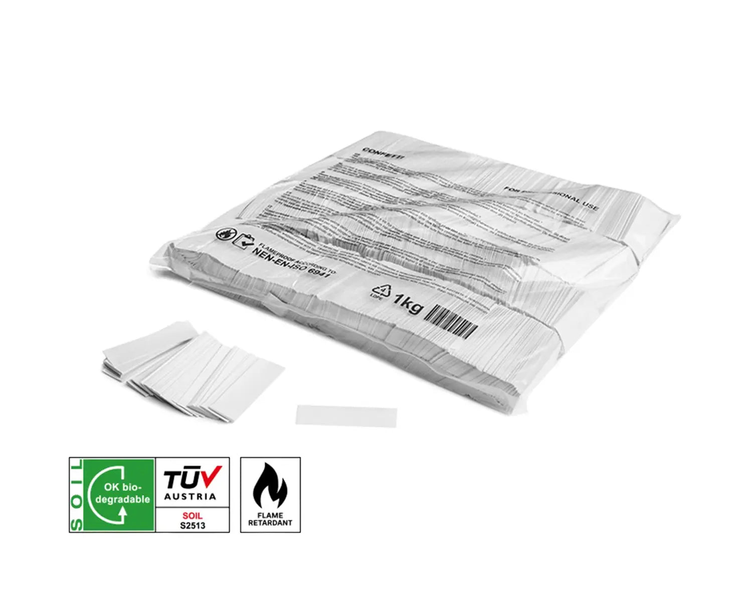 Slowfall Biodegradable Confetti Rectangles 55 x 17 mm White