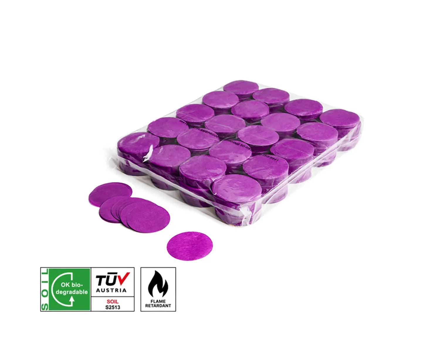 Slowfall Biodegradable Confetti Rounds Ø 55 mm Purple