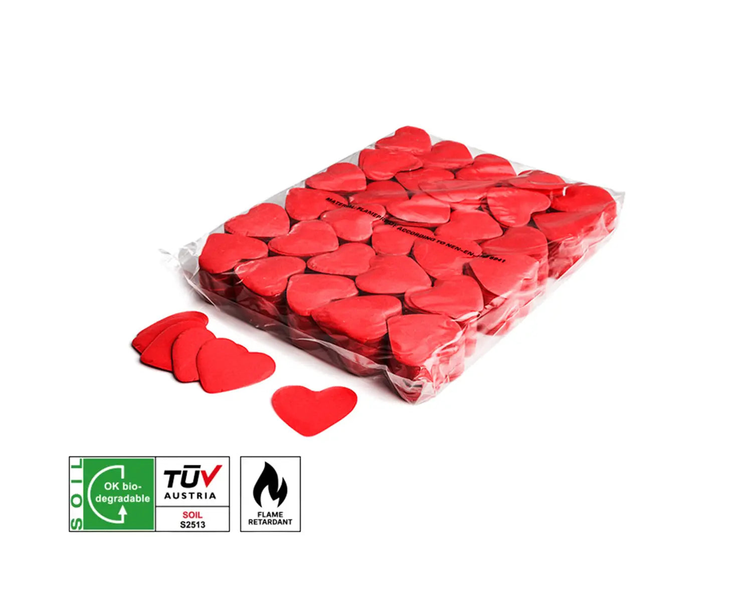 Slowfall Biodegradable Confetti Hearts 55 mm Red