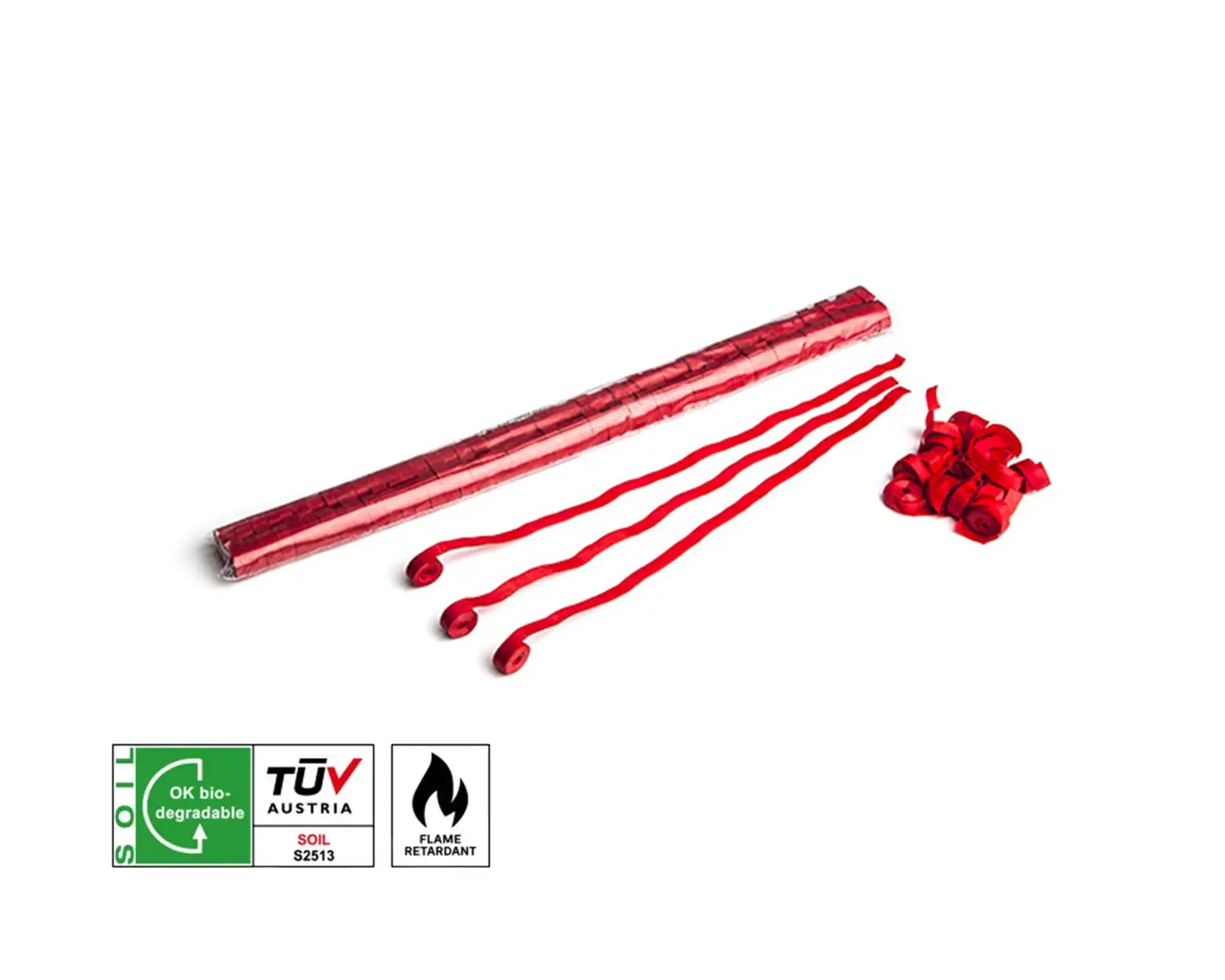 Narrow Biodegradable Streamers 5 m x 0.85 cm Red 100pc