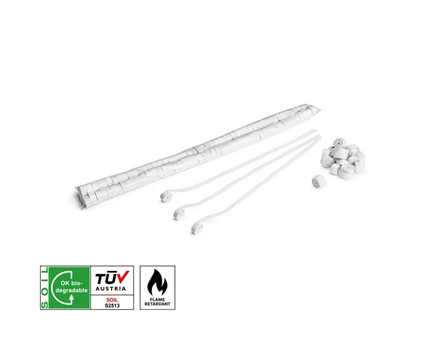 Narrow Biodegradable Streamers 5 m x 0.85 cm White 100pc