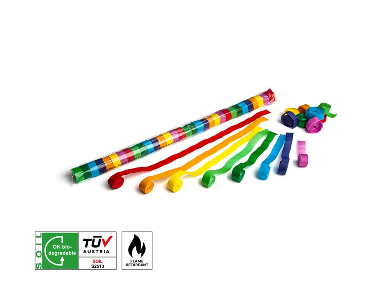 Medium Biodegradable Streamers 10 m x 1.5 cm Multicolour 32pc