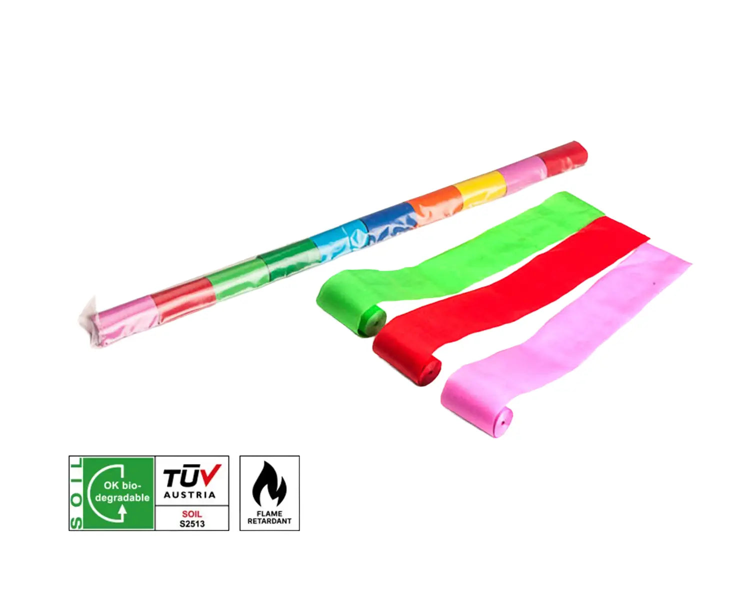 Extra-Wide Biodegradable Streamers 10 m x 5 cm Multicolour 10pc