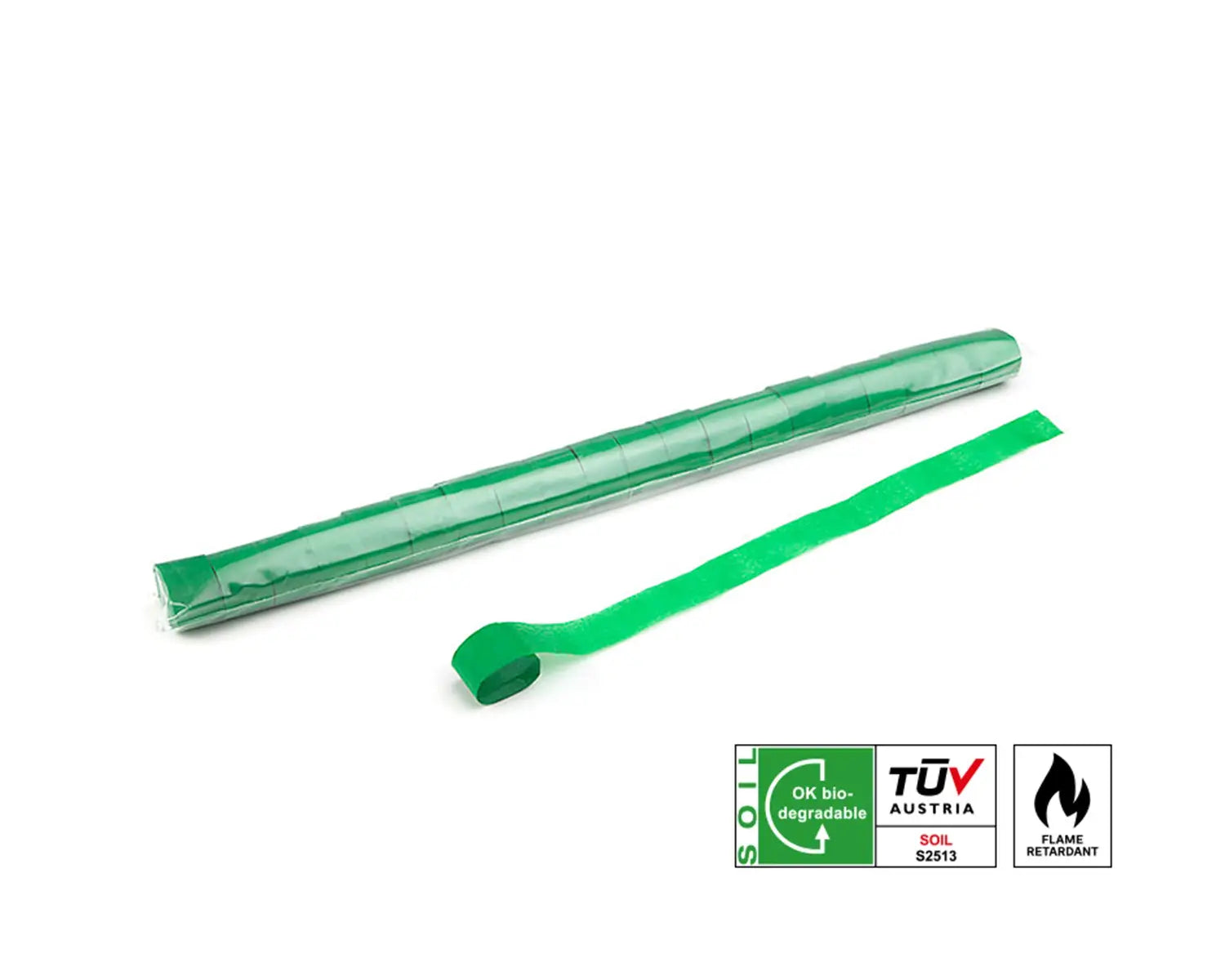 Wide Biodegradable Stadium Streamers 20 m x 2.5cm Dark Green 20pc