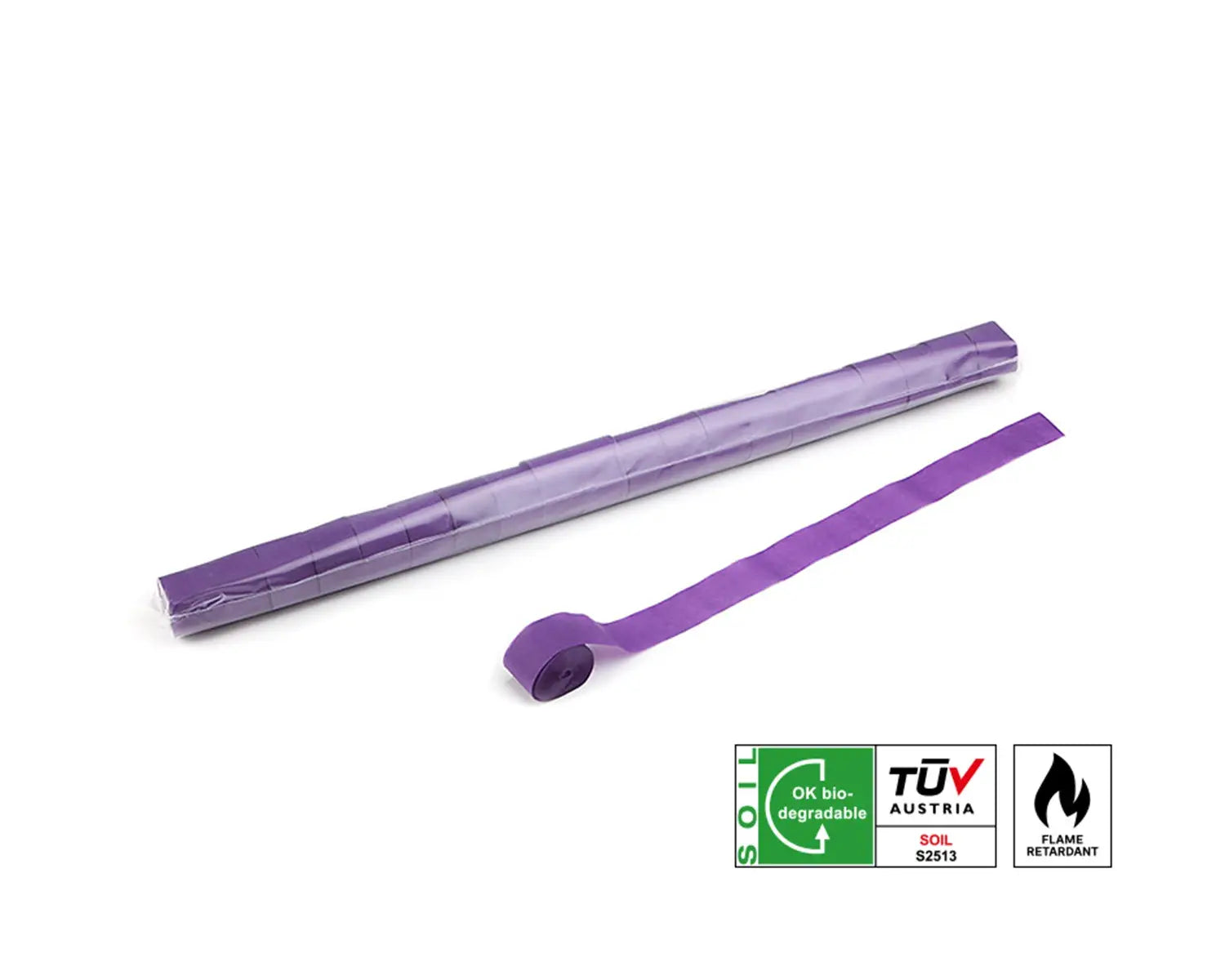 Wide Biodegradable Stadium Streamers 20 m x 2.5 cm Purple 20pc