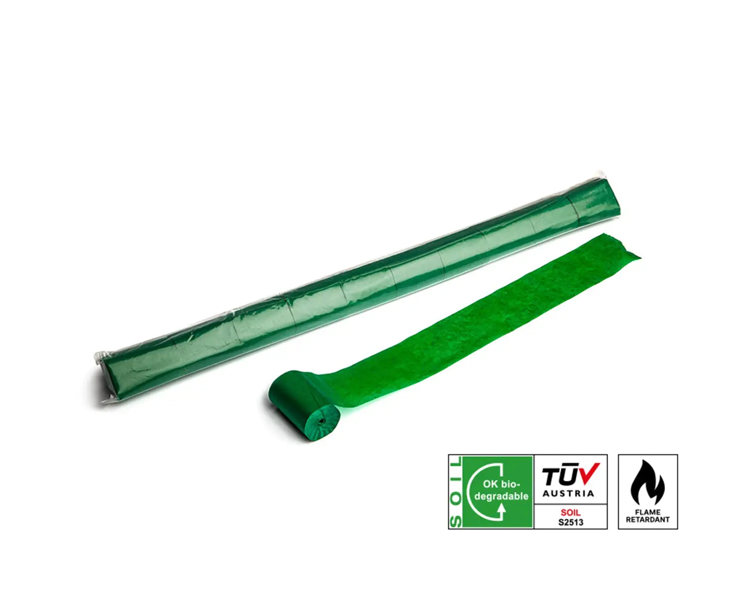 Extra-Wide Biodegradable Stadium Streamers 20mx5cm Dark Grn 10pc
