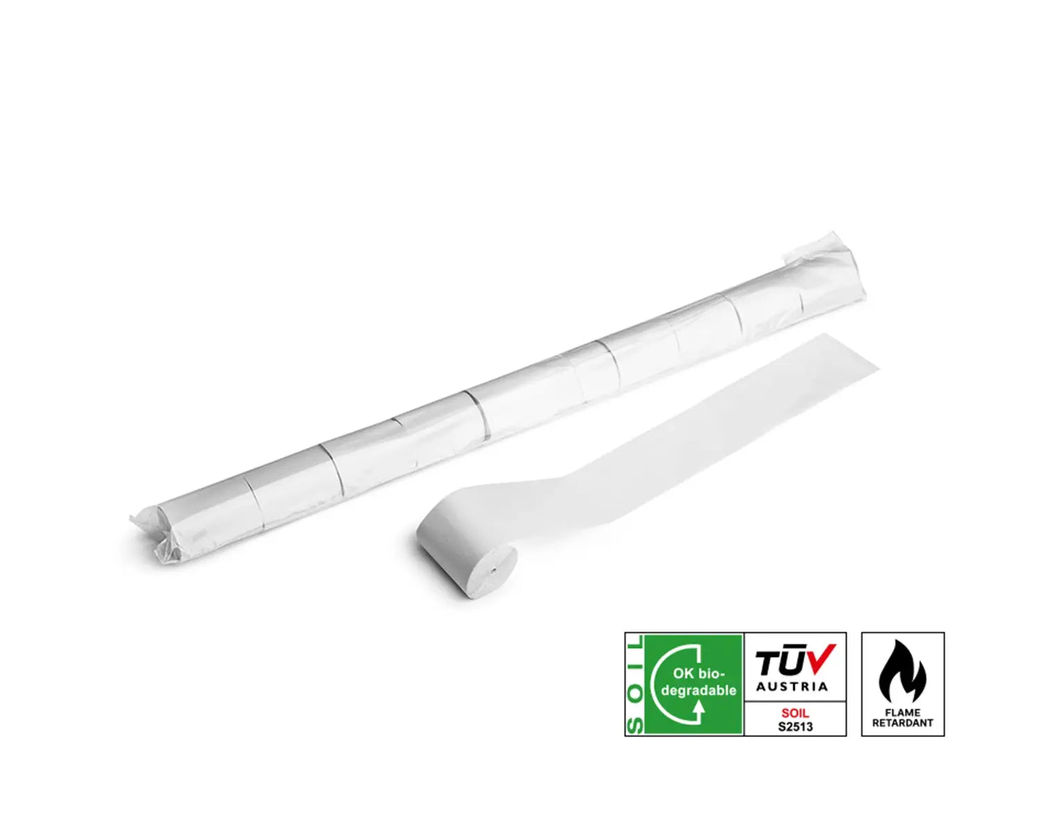 Extra-Wide Biodegradable Stadium Streamers 20 m x 5 cm White 10pc
