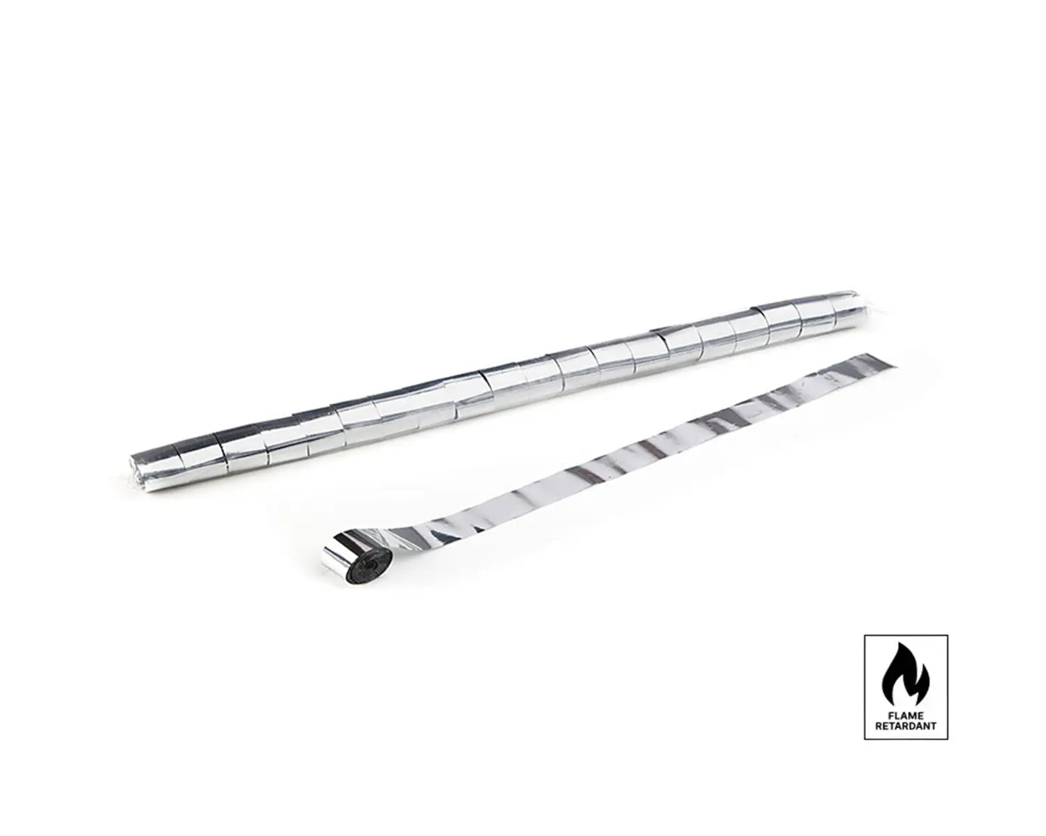 Wide Metallic Streamers 10 m x 2.5 cm Silver 20pc