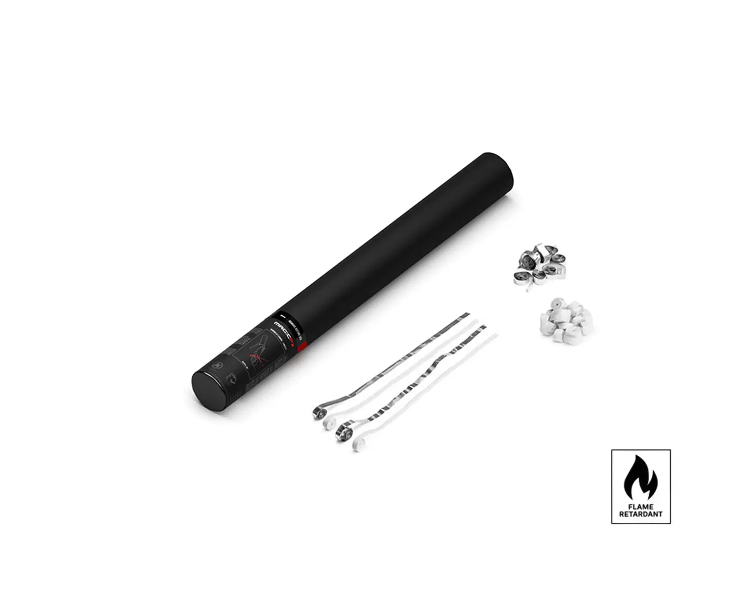 HANDHELD STREAMER SHOT 50 cm with Streamers White+Silver Metallic