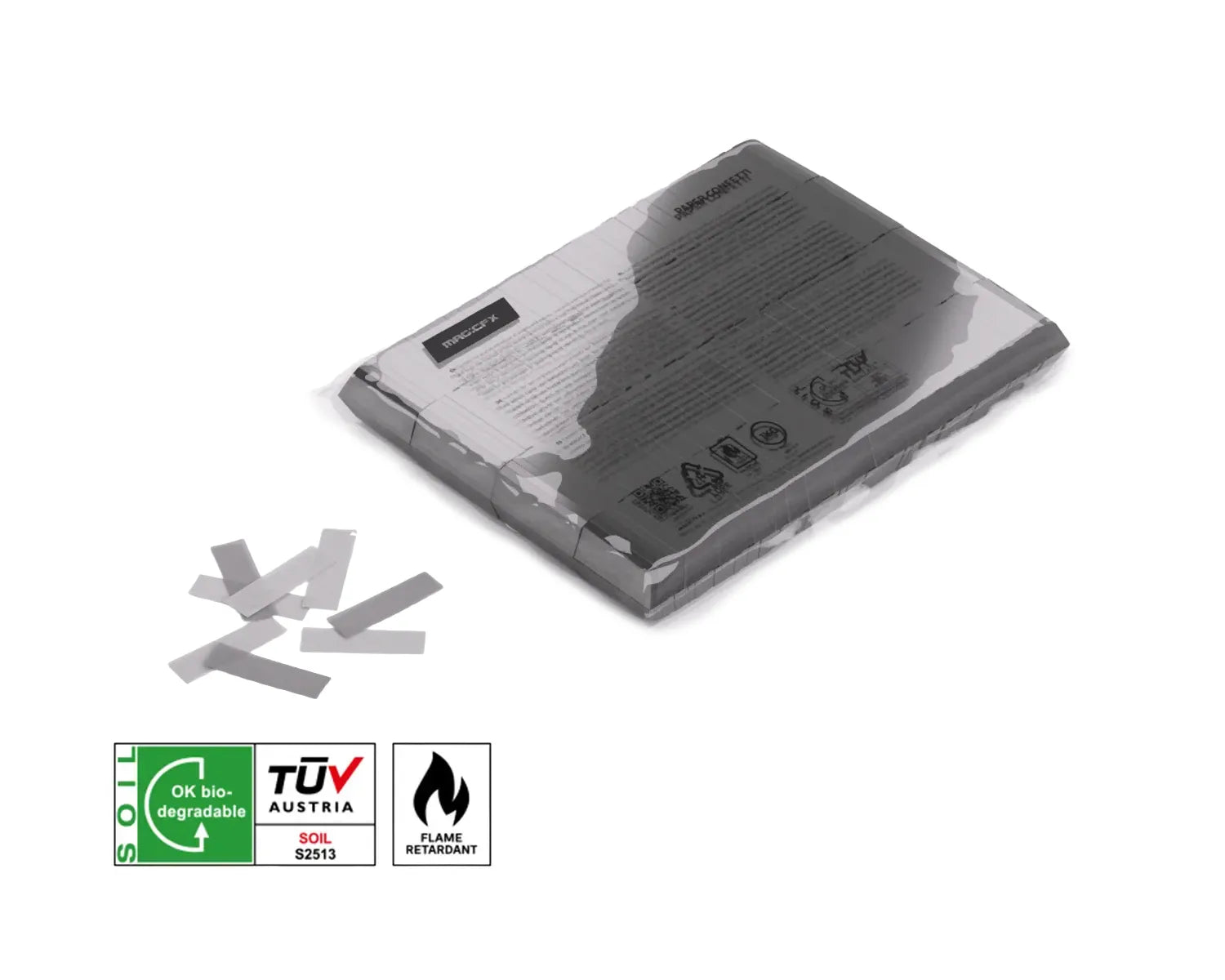 Slowfall Biodegradable Confetti Rectangles 55 x 17 mm Silver