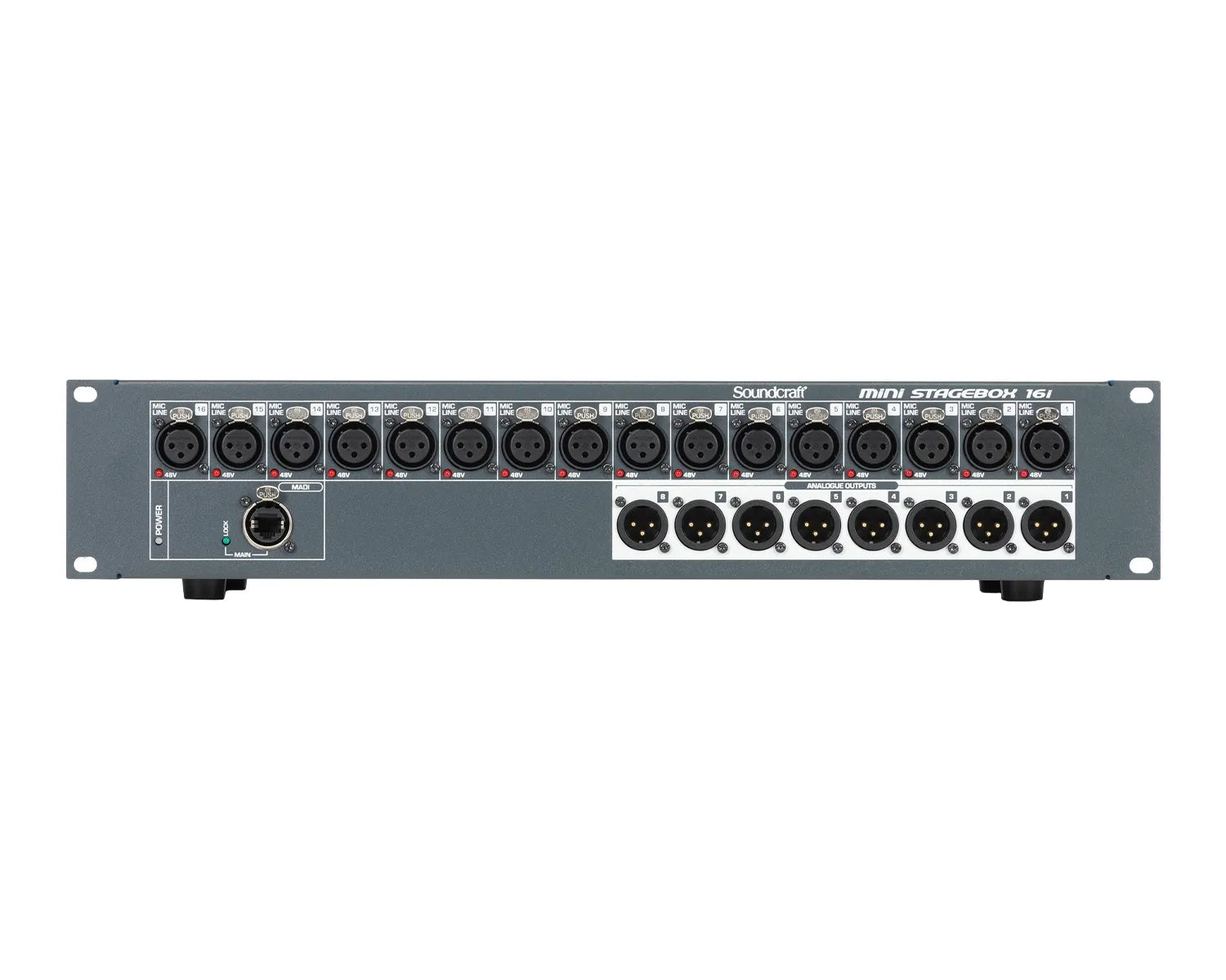 Mini Stagebox 16i Stagebox 16in/8 XLR Line Out/1 MADI 2U