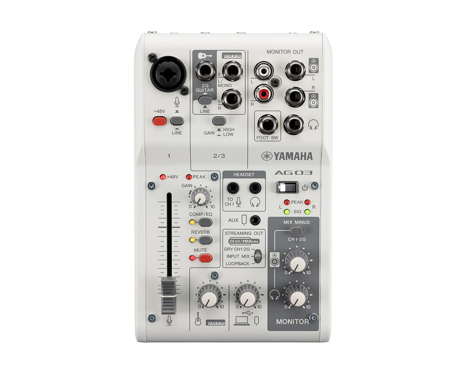 YAMAG03MK2W - Yamaha AG03 MK2 3 Channel Mixer with USB Audio Interface White Image 1