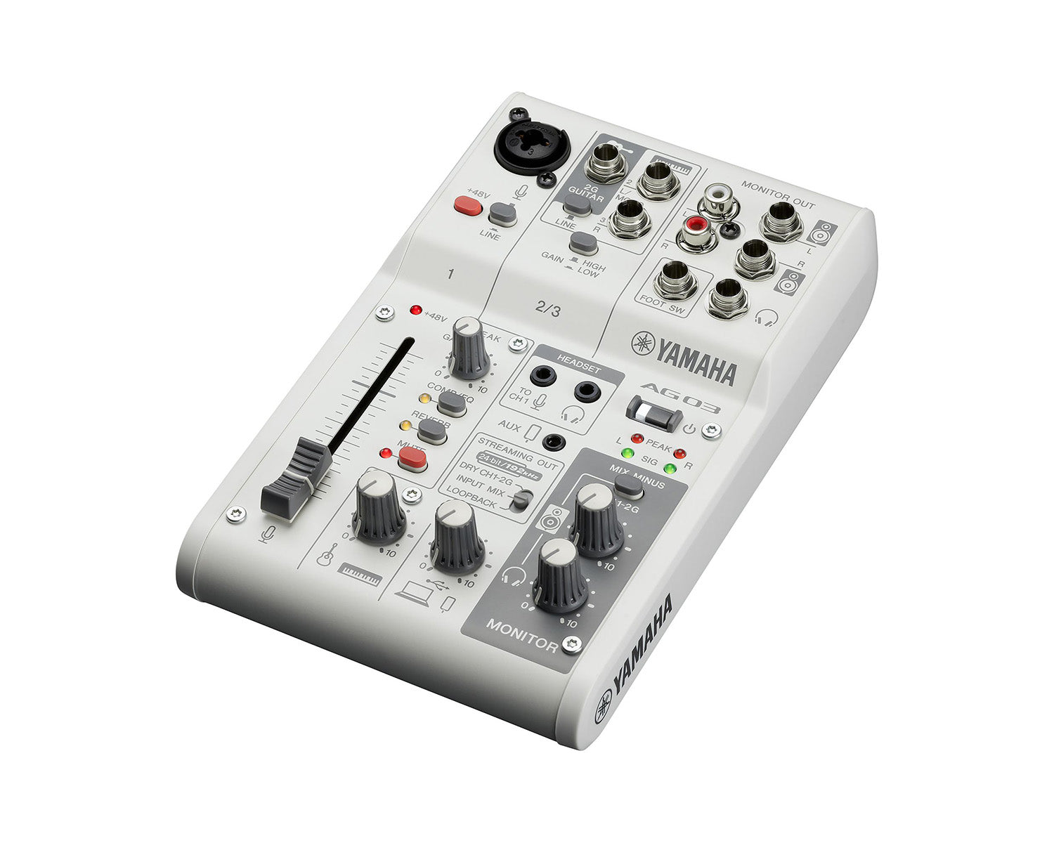 YAMAG03MK2W - Yamaha AG03 MK2 3 Channel Mixer with USB Audio Interface White Image 2