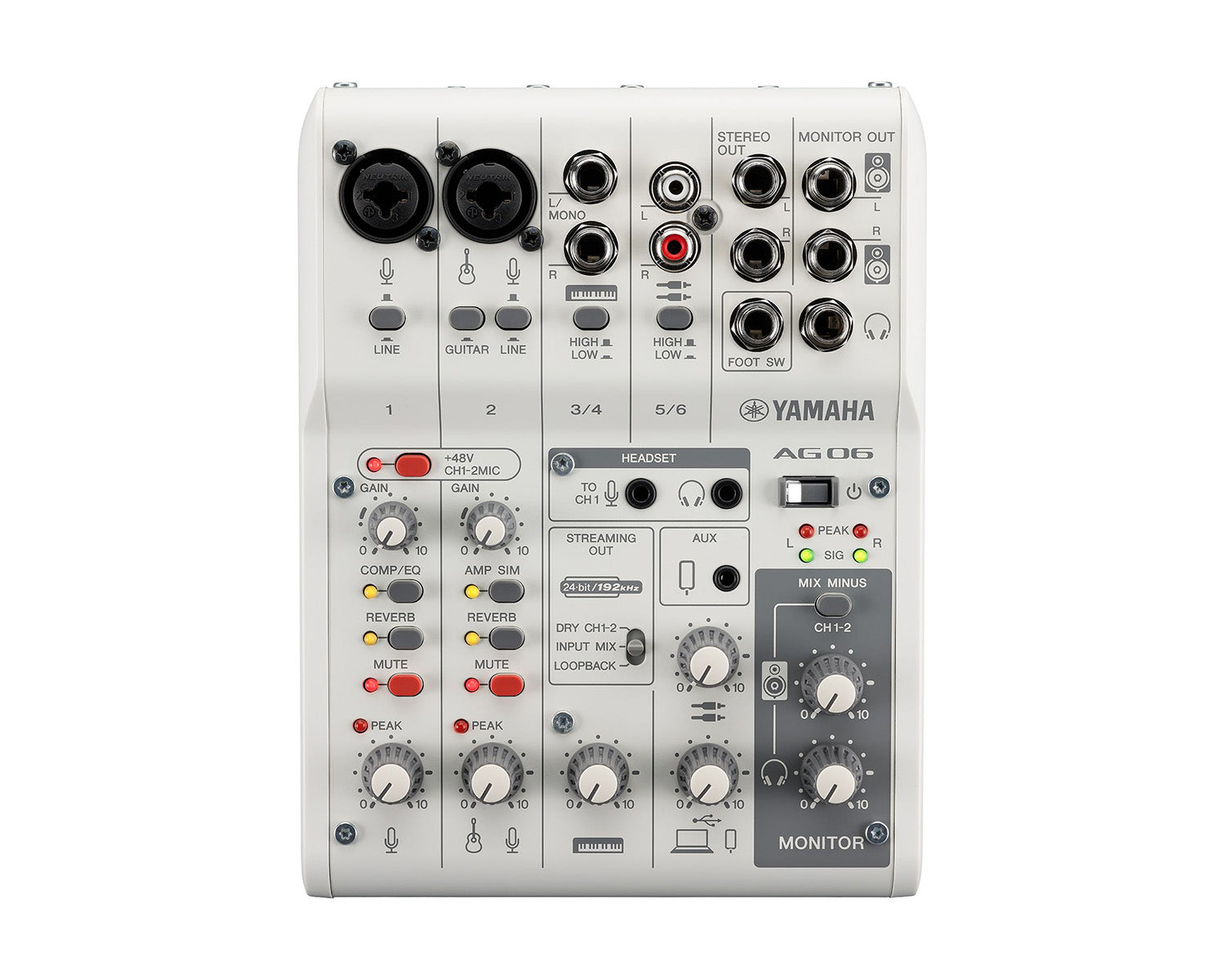 YAMAG06MK2W - Yamaha AG06 MK2 6 Channel Mixer with USB Audio Interface White Image 1