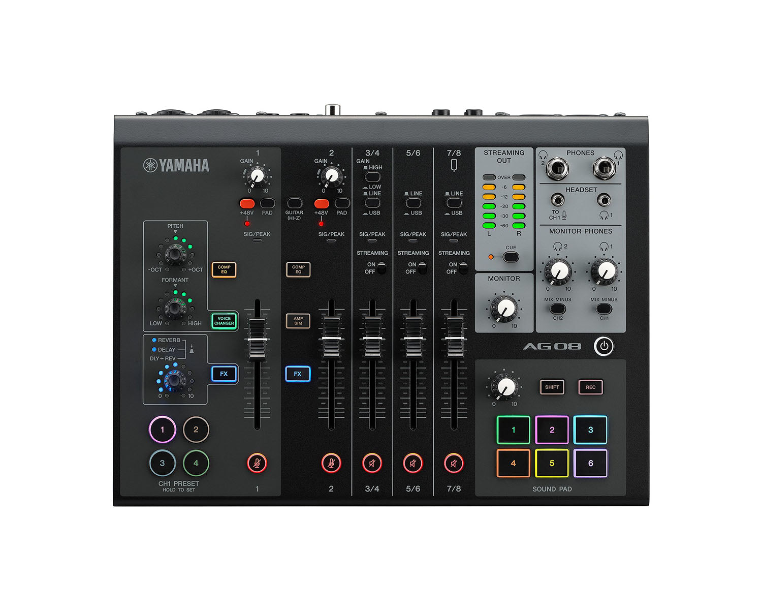 YAMAG08B - Yamaha AG08 8 Channel Mixer with USB Audio Interface Black Image 1