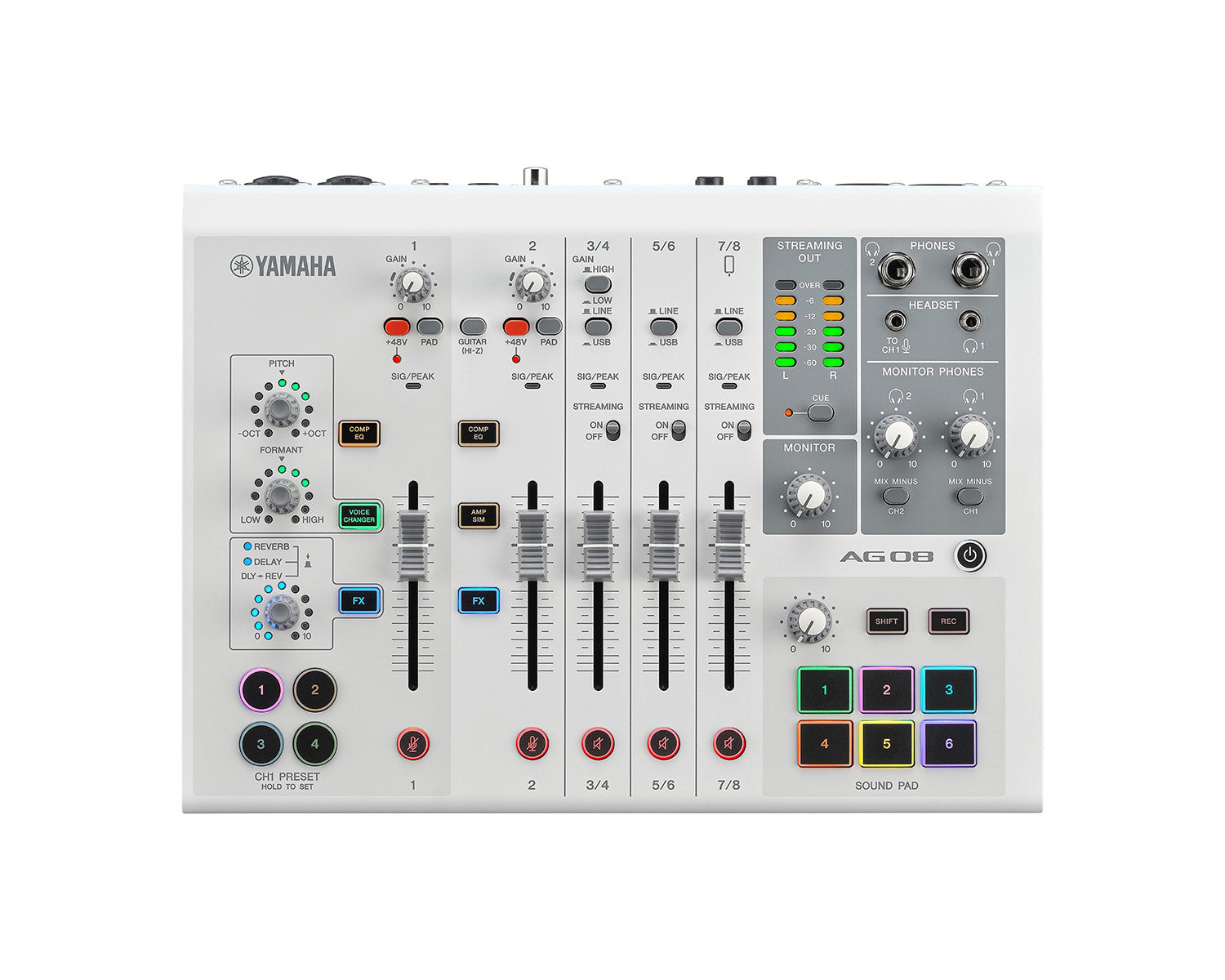 YAMAG08W - Yamaha AG08 8 Channel Mixer with USB Audio Interface White Image 1