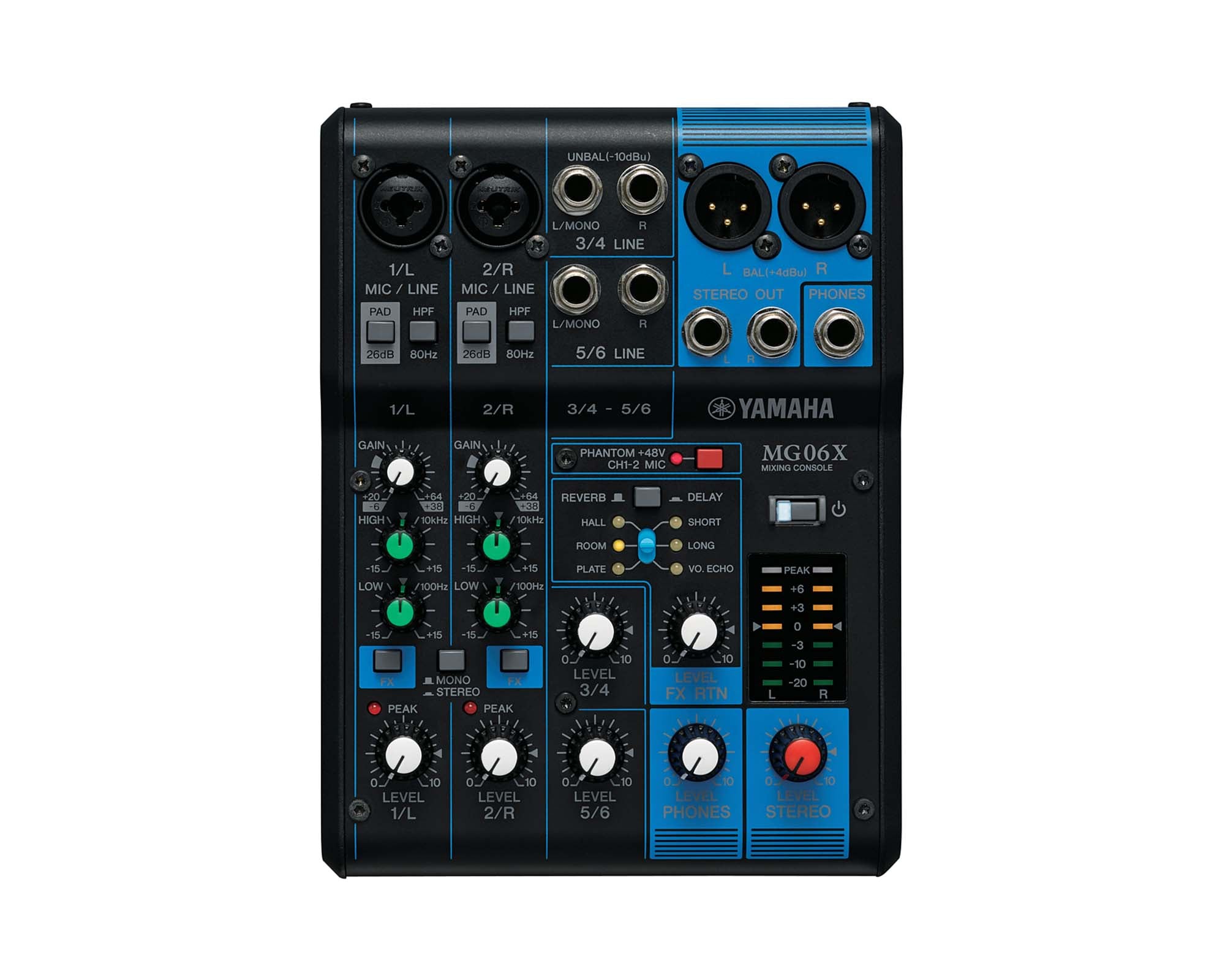 YAMMG06X - Yamaha MG06X 6 Ch Mixing Console 2 Mic or 6 Line and SPX with Knobs Image 1