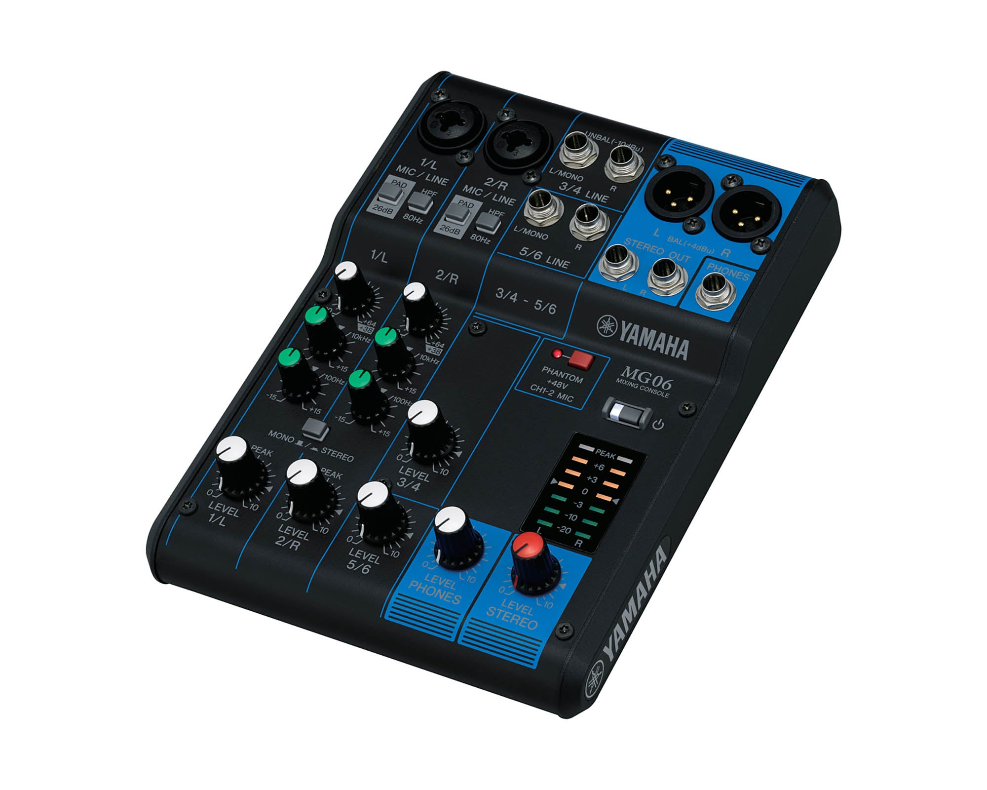 YAMMG06 - Yamaha MG06 6 Channel Mixing Console 2 Mic or 6 Line with Knobs Image 2