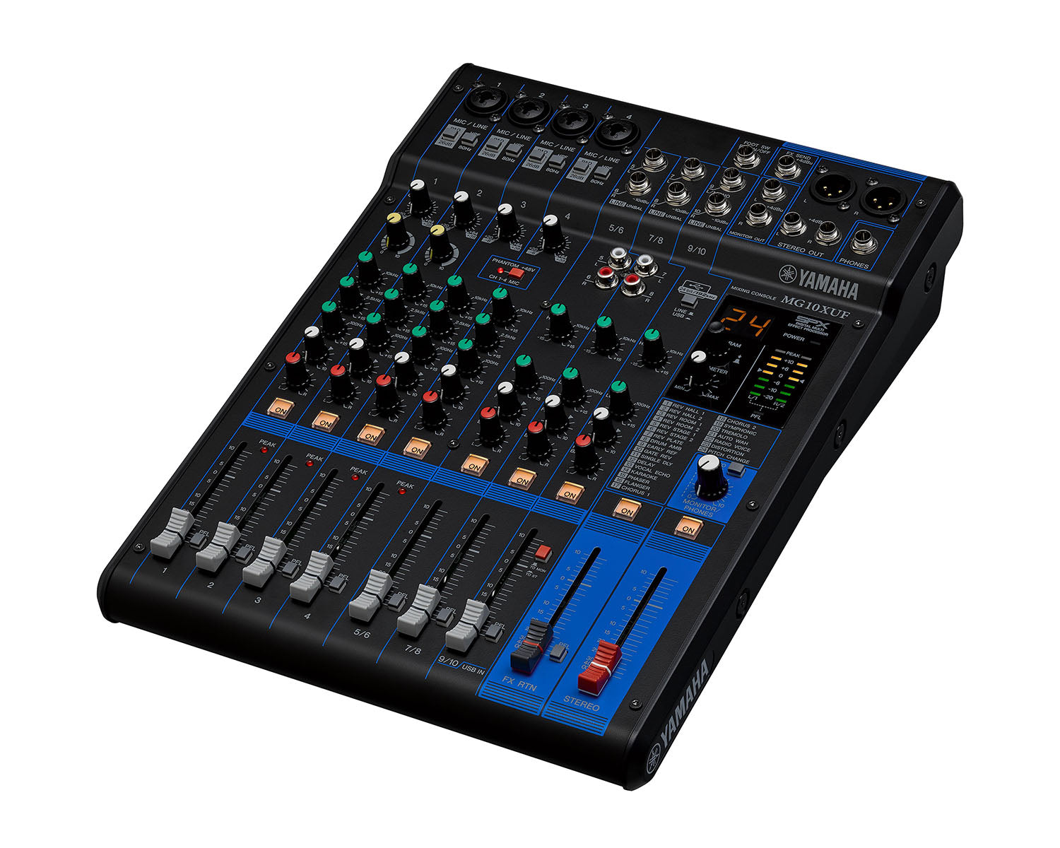 YAMMG10XUF - Yamaha MG10XUF 10 Ch Mixing Console 4 Mic or 10 Line and SPX with Faders Image 2